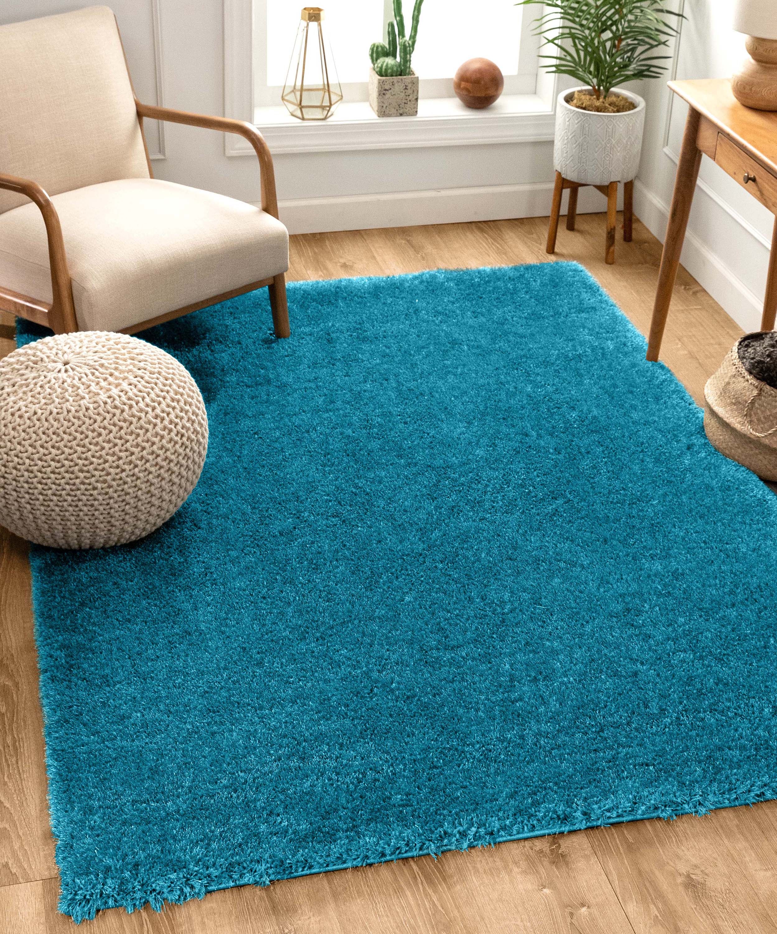 Feather Collection Liza Blue Shag Rug – Sparkly, Plush, Minimalist Glam、mySite、gigharbornorthrealestate