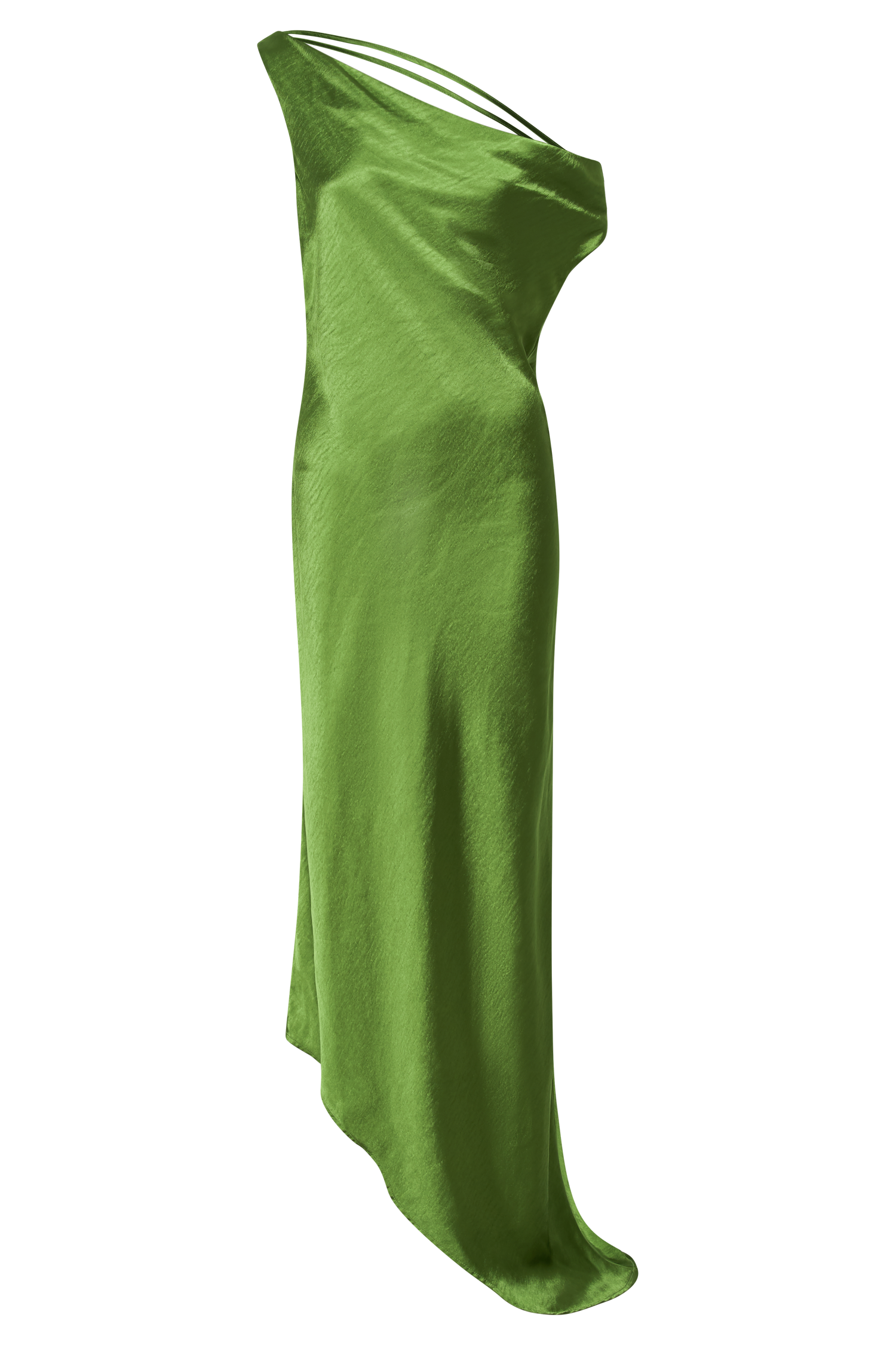 Yvette Slip Maxi Dress With Asymmetrical Hem - Emerald、mySite、solidvoid
