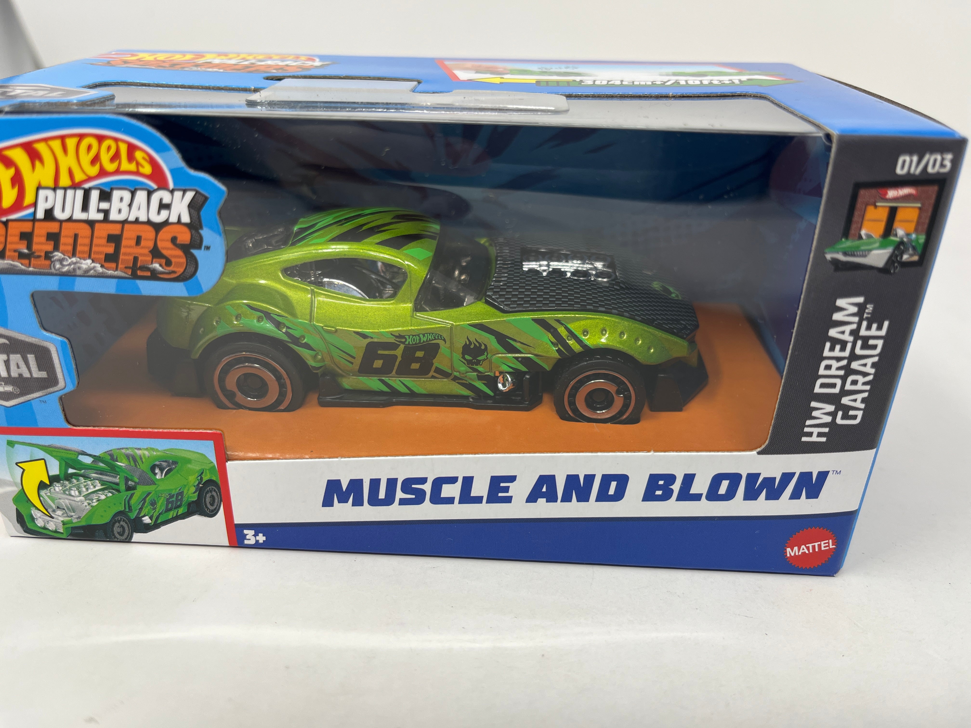 Muscle and Blown * GREEN * 2024 Hot Wheels Pull-Back Speeders 1:43 scale Case F、mySite、hgirdovlk