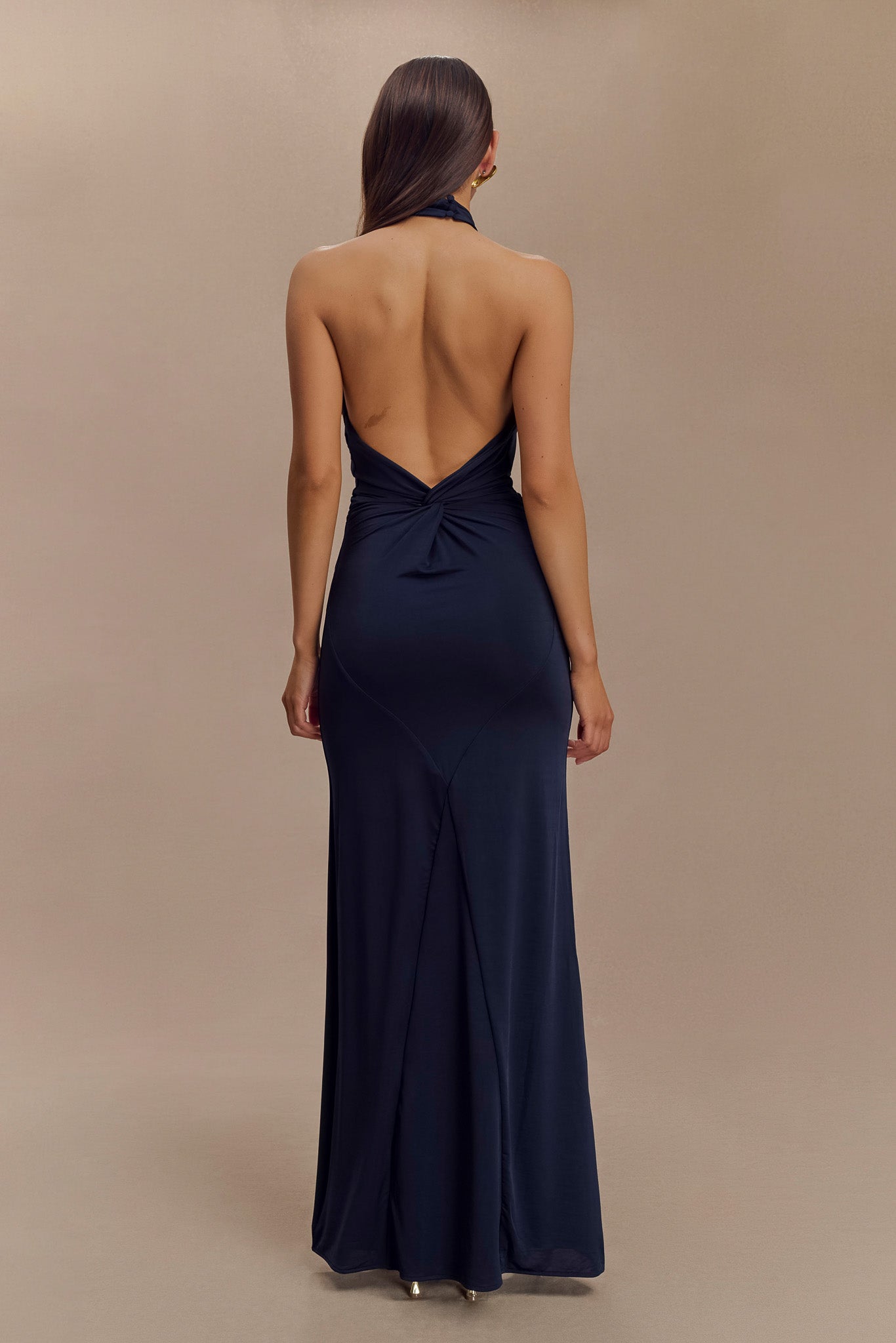 Elyna Slinky Halter Maxi Dress - Navy、mySite、solidvoid