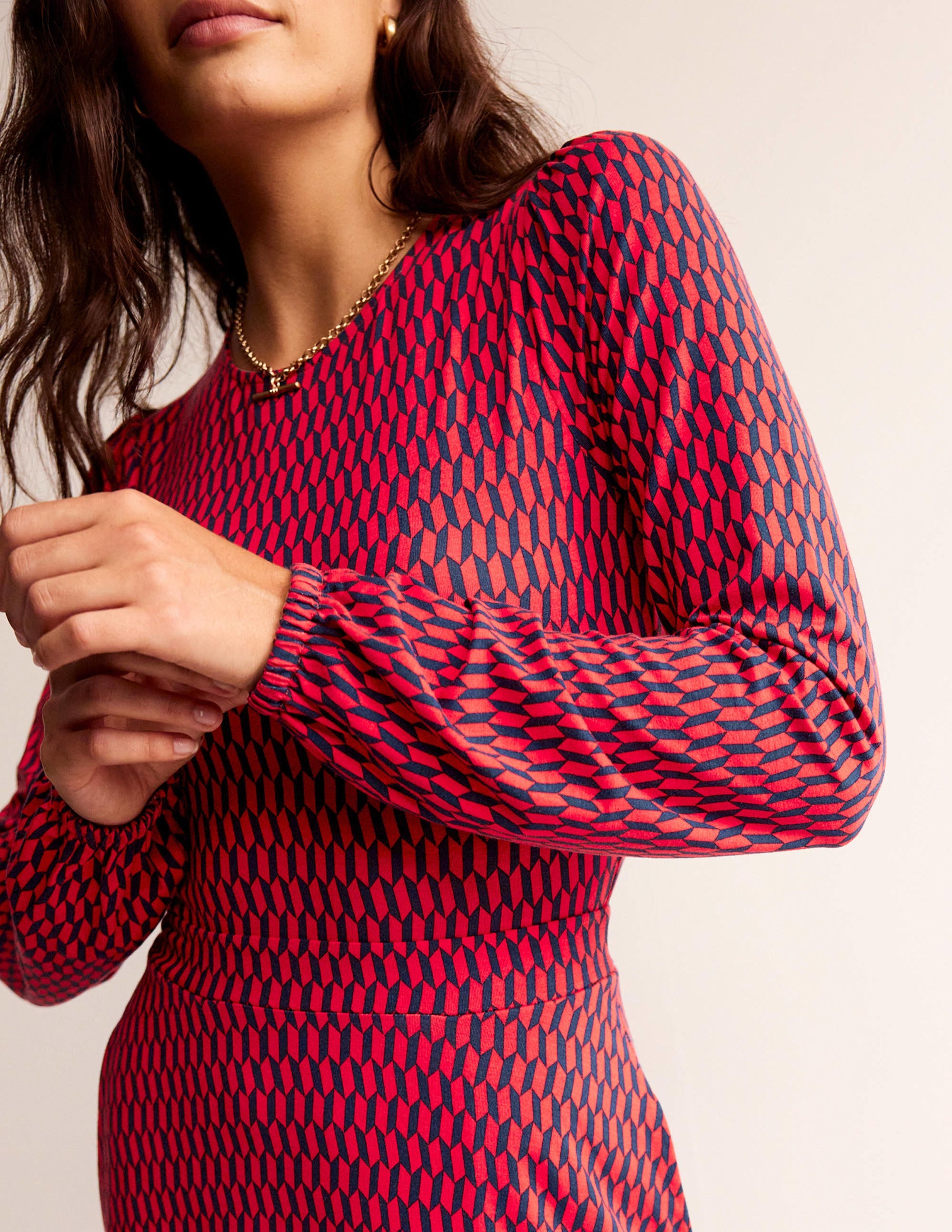  Camille Jersey Midi Dress-Brilliant Red, Block Tile、mySite、ashleygrahame