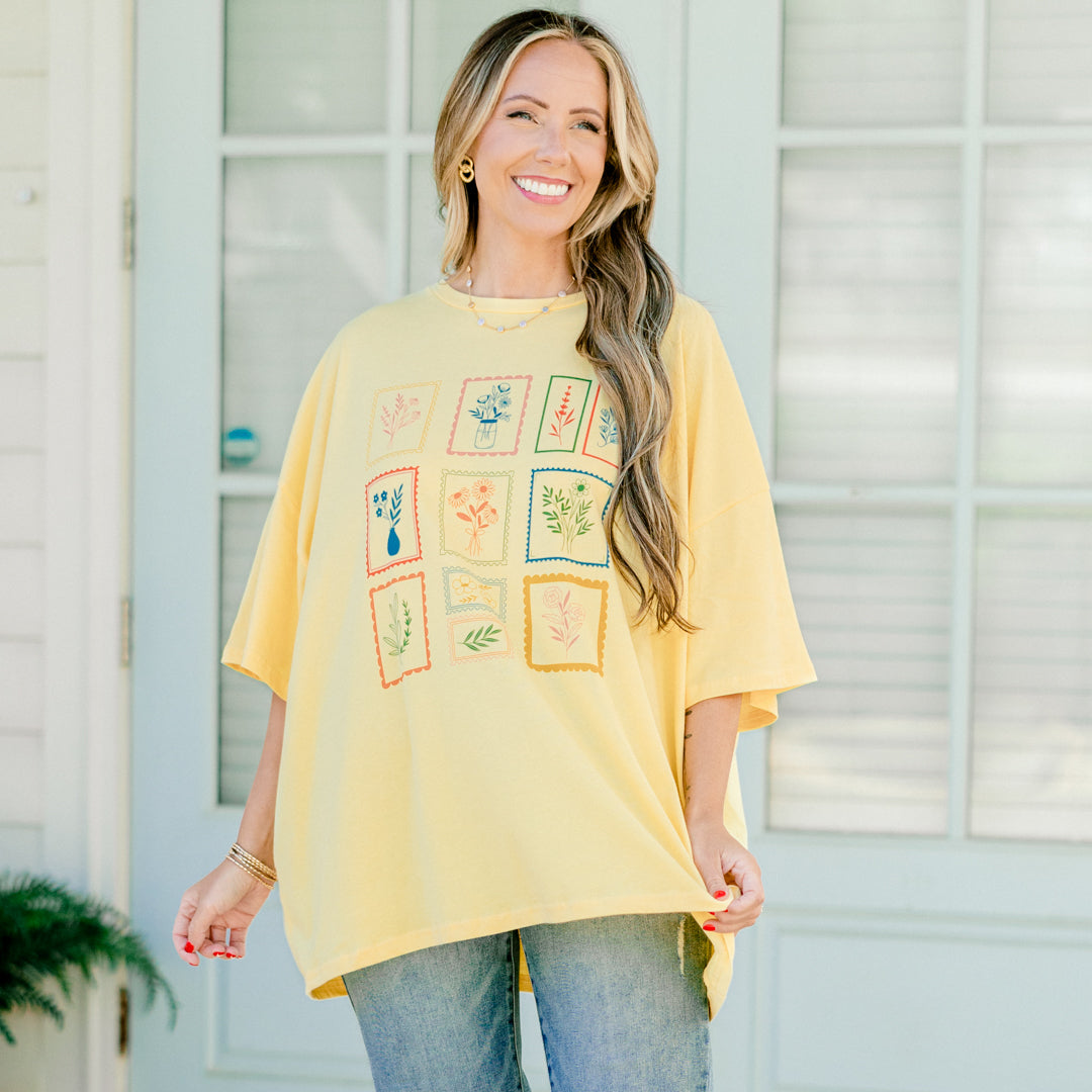  Floral Postage Boyfriend Tee, Butter Yellow、mySite、justintrudeaud