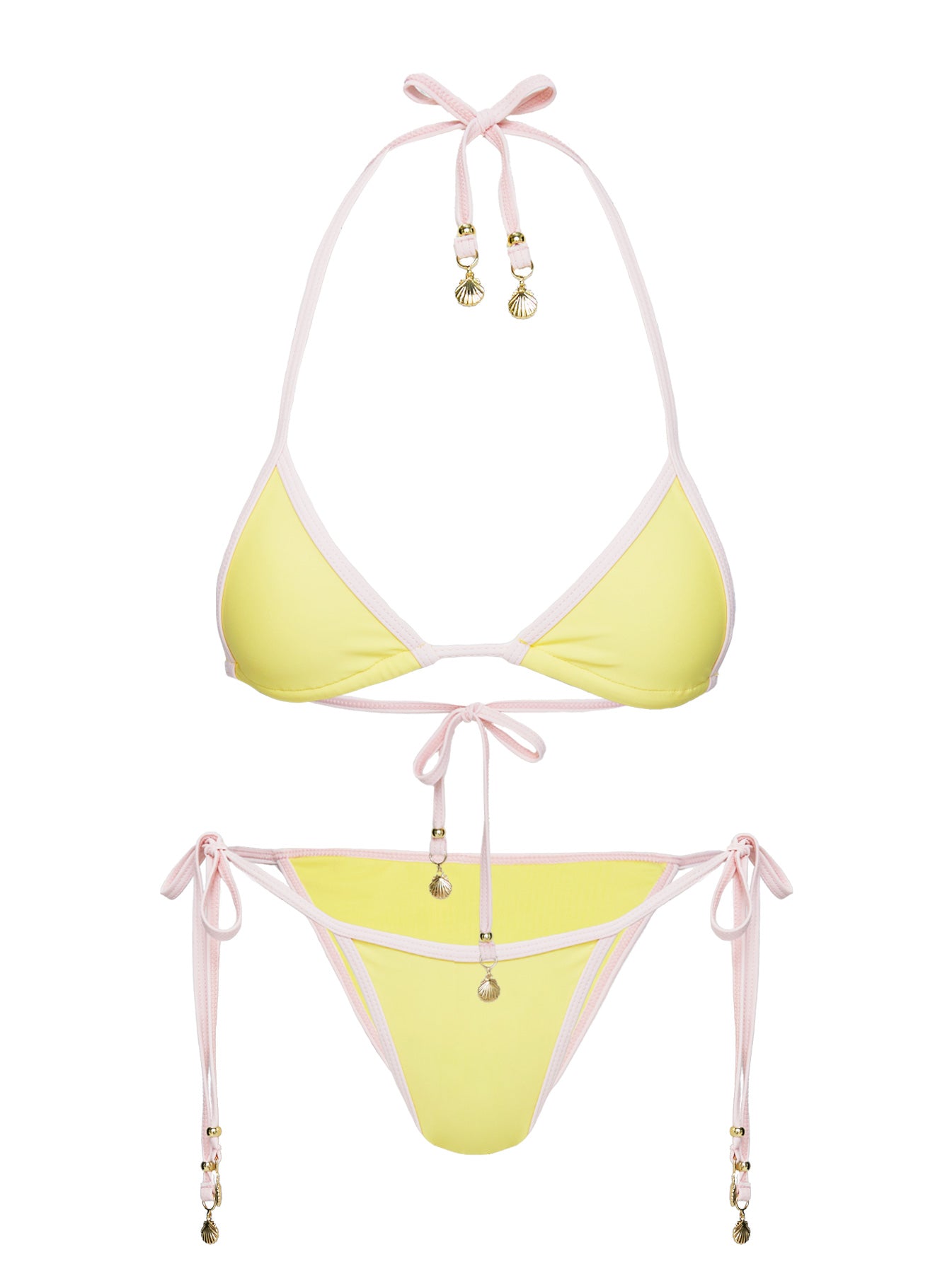 Beasley Tie Side Bikini Bottoms Yellow / Pink、mySite、solidvoid
