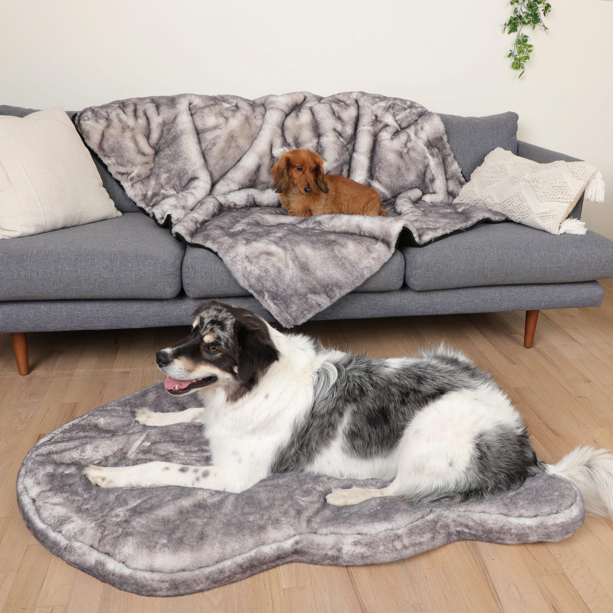 PupRug™ Luxe Orthopedic Bed + Matching Waterproof Blanket Bundle - Ultra Soft Chinchilla、mySite、solidvoid