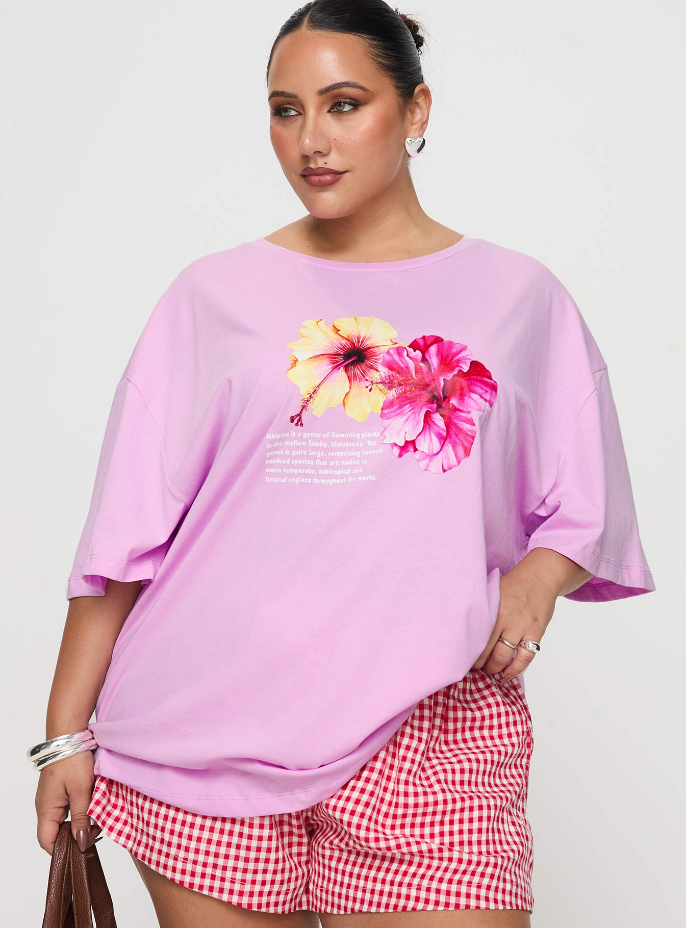 Hibiscus Haven Oversized Tee Pink Curve、mySite、solidvoid