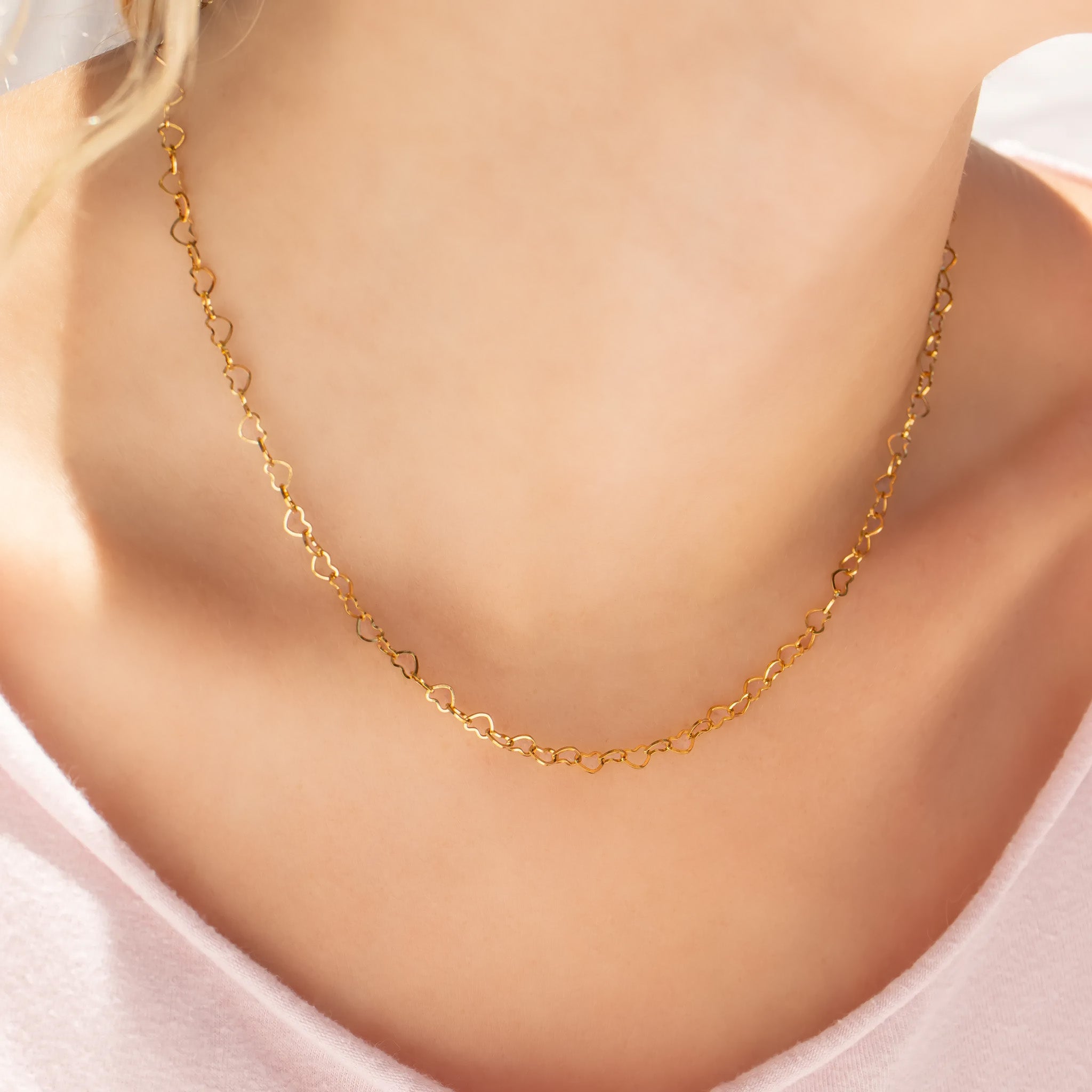 18K Gold PVD Stainless Steel Heart Chain Necklace / CHN0096、mySite、dreamappss