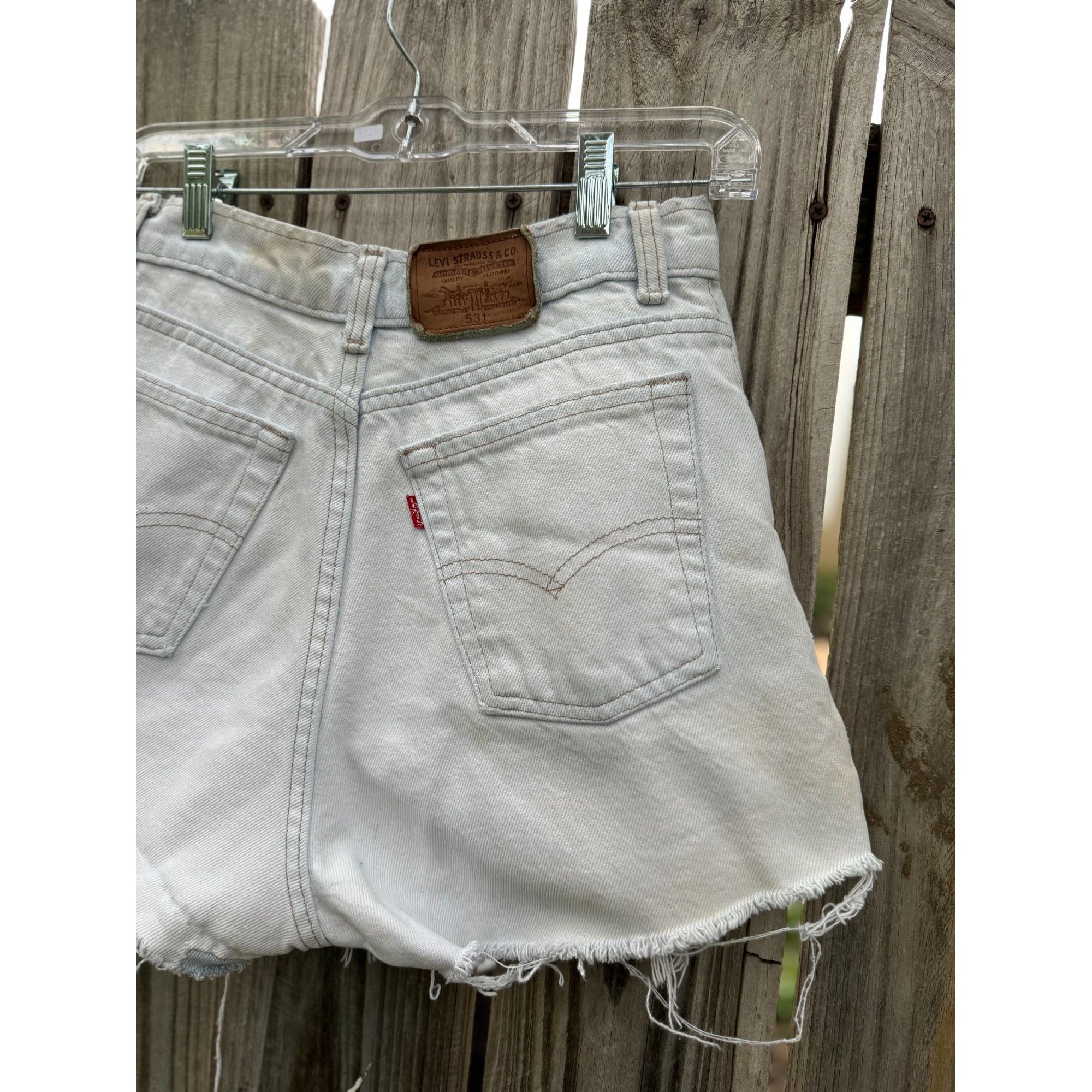90's Levi's 531 Light Wash Cut Off Raw Hem Denim Jean Shorts 30、mySite、garagedoors4me