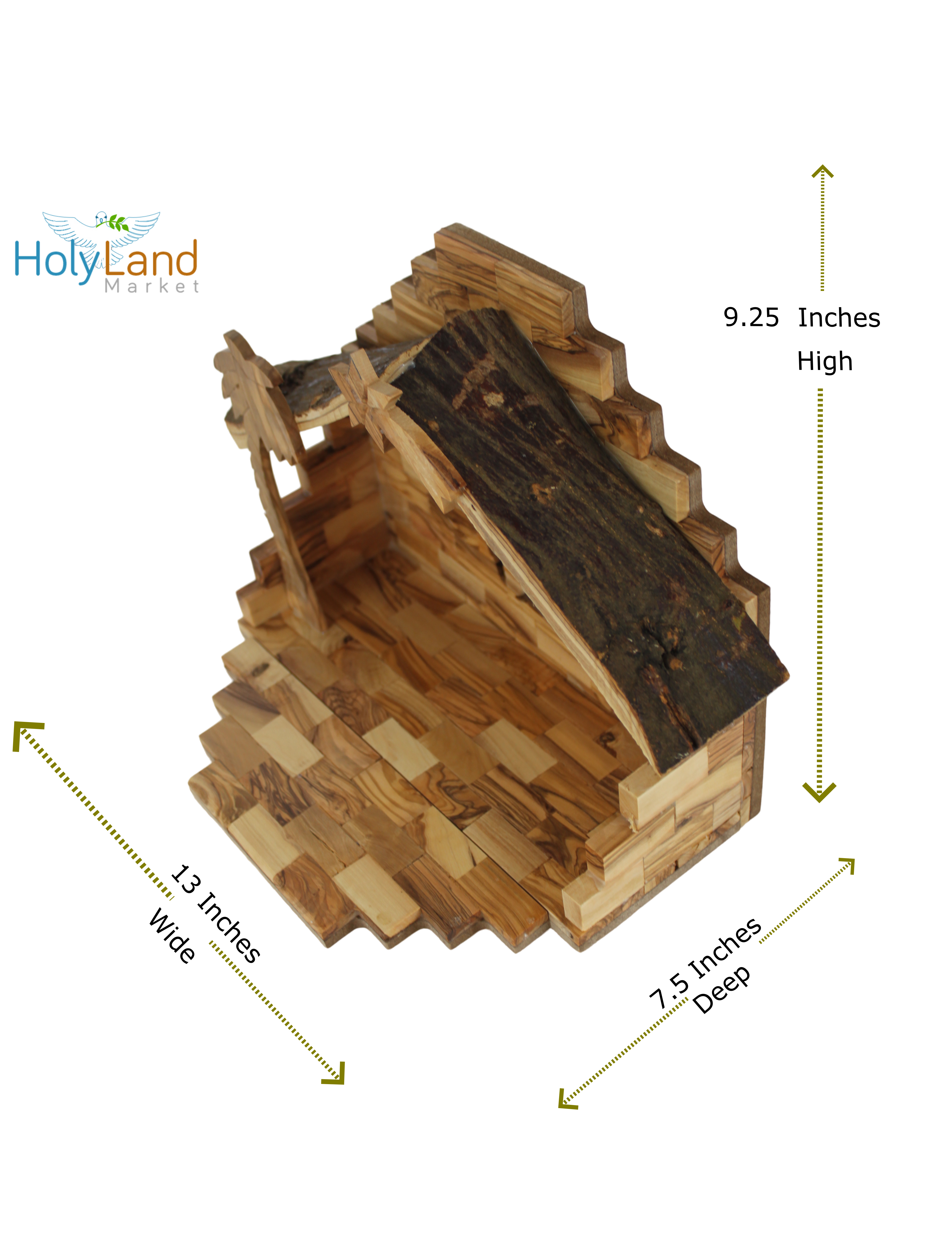 Holy Land Market Olive Wood Nativity Set - Inspirational Christmas Decorations Indoor, Hand Carved Nativity Set for Christmas Table Decor, Bethlehem Olive Wood, Christian Home Gift、mySite、topwebapps