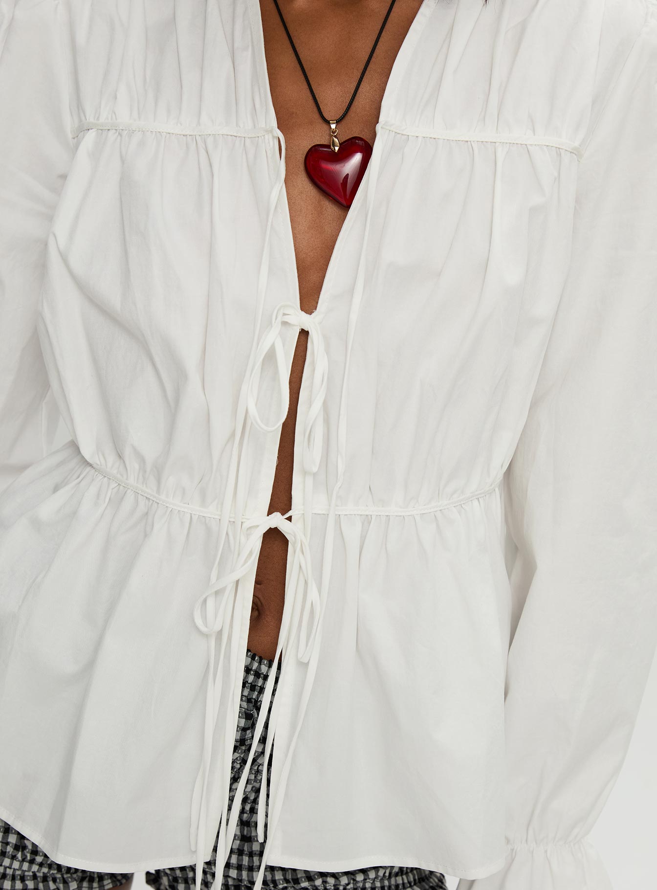 Scarlotte Bow Tie Top White、mySite、solidvoid