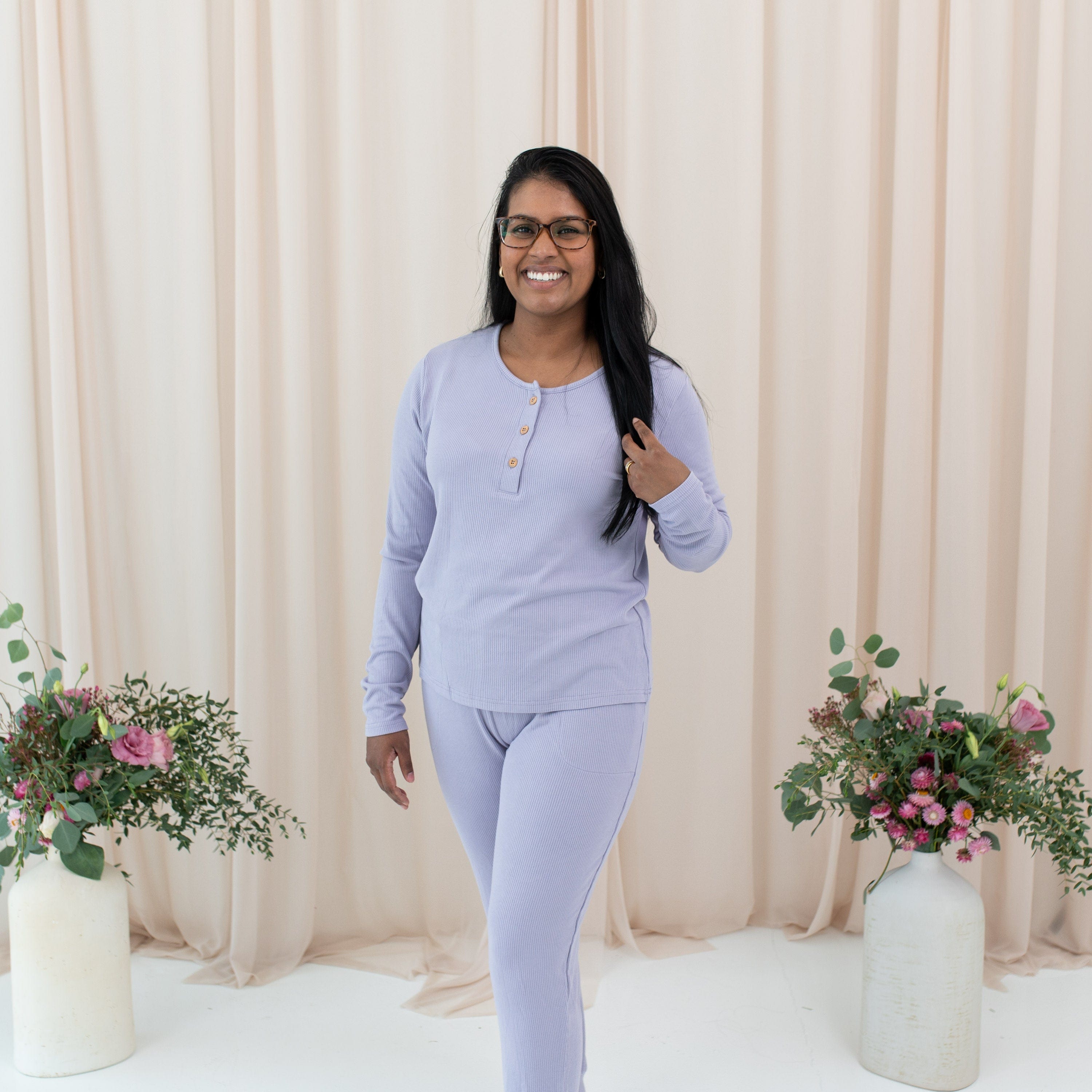  Women's Ribbed Henley Top in Taro、mySite、layawaytickets