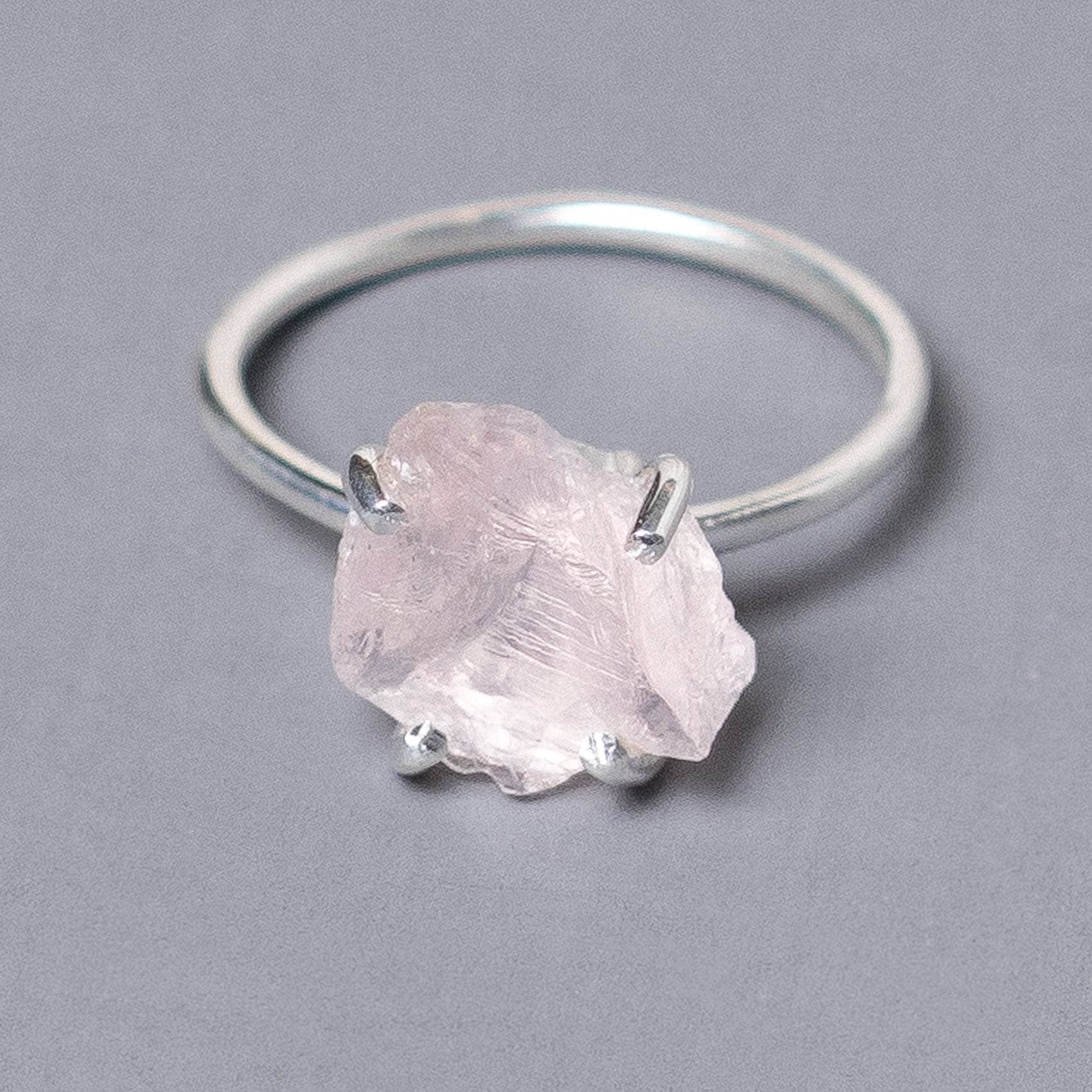 Rose Quartz Raw Freeform Gold or Silver Ring、mySite、hinf8tx79
