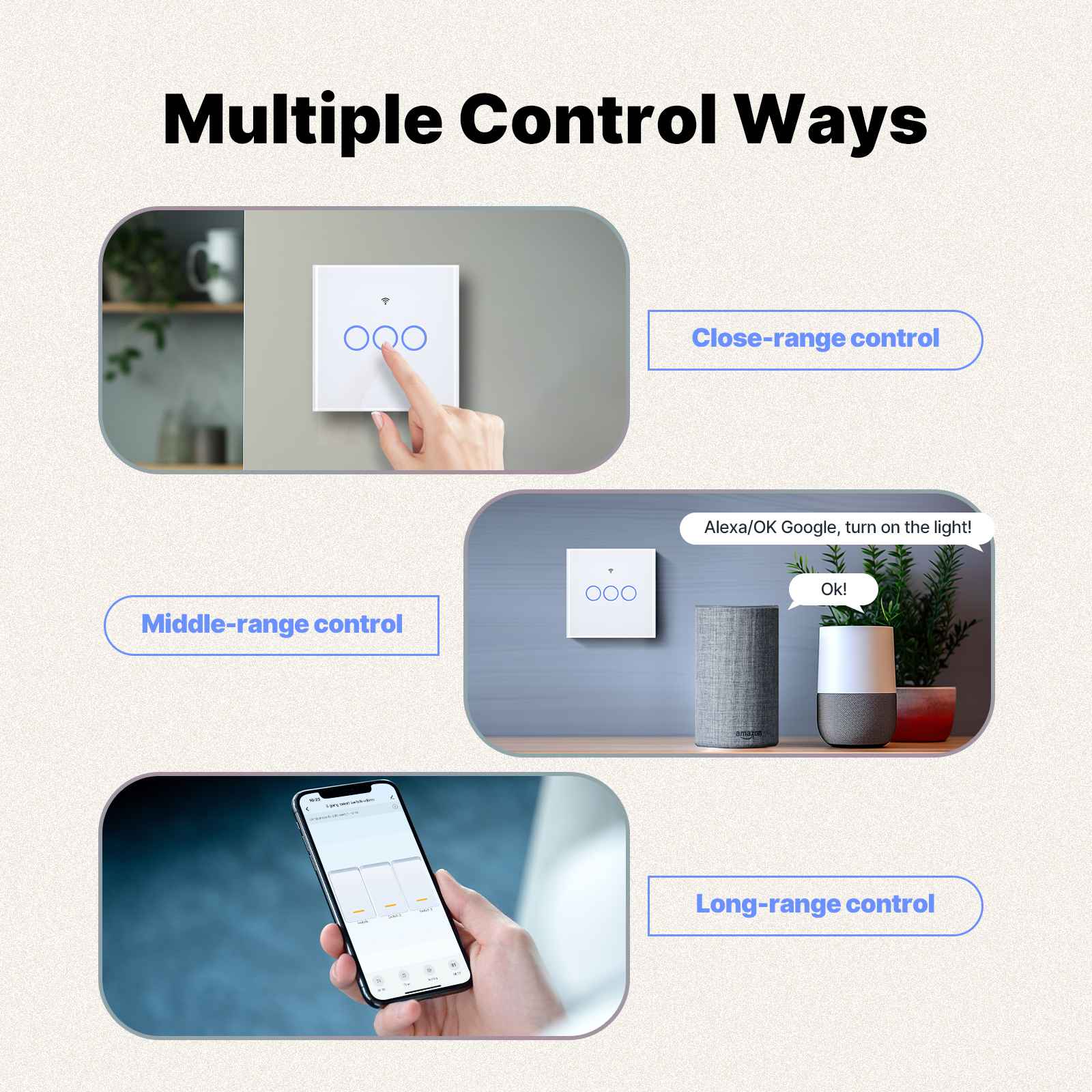 Matter WiFi Smart Light Switch Glass Panel Neutral Wire Required EU Standard、mySite、fannypackpong