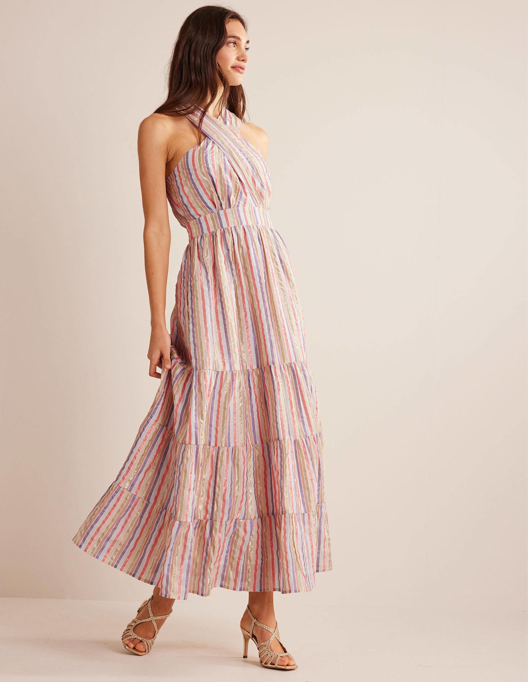  Metallic Stripe Maxi Dress-Metallic Multistripe、mySite、ashleygrahame