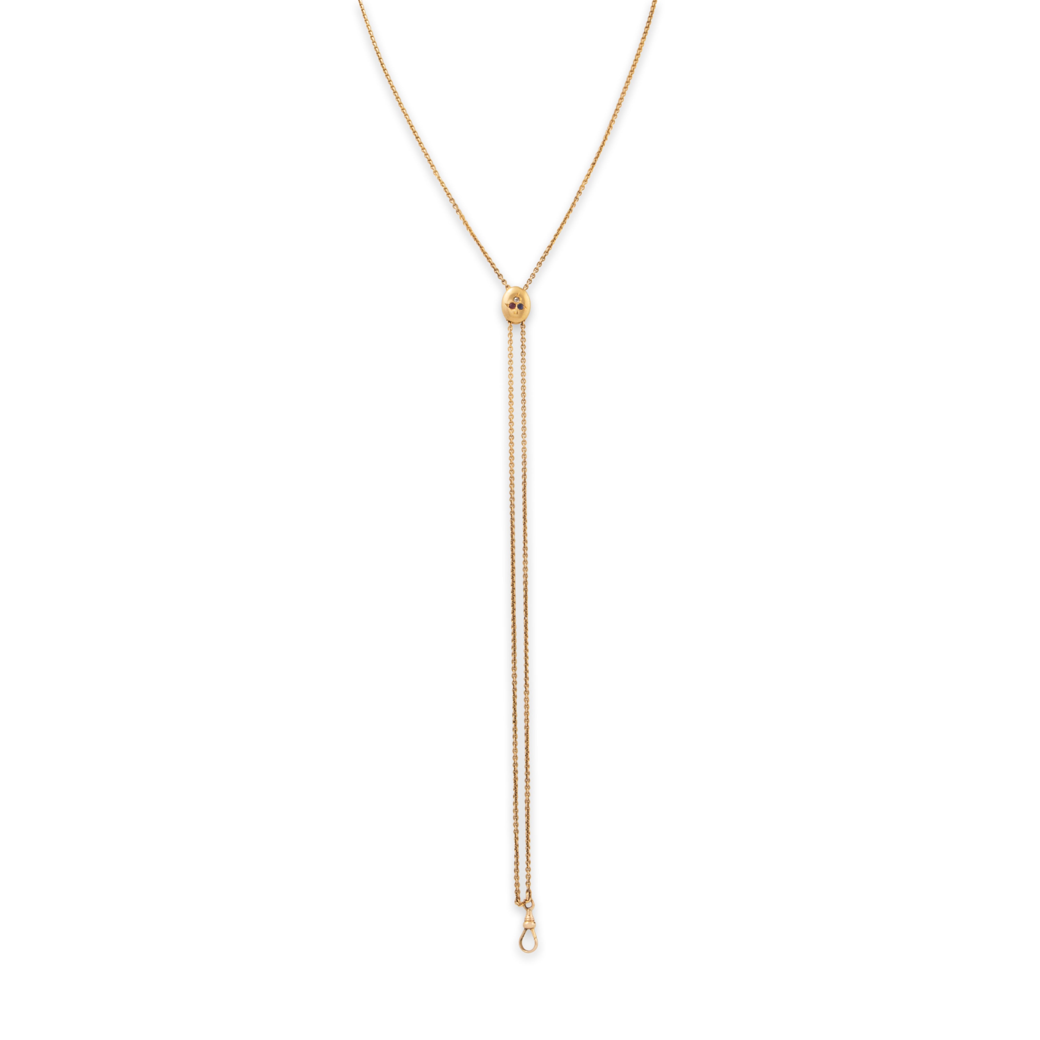 Antique Victorian 14k Yellow Gold Ruby Sapphire Diamond Slide Long Necklace 24、mySite、hinf8tx79