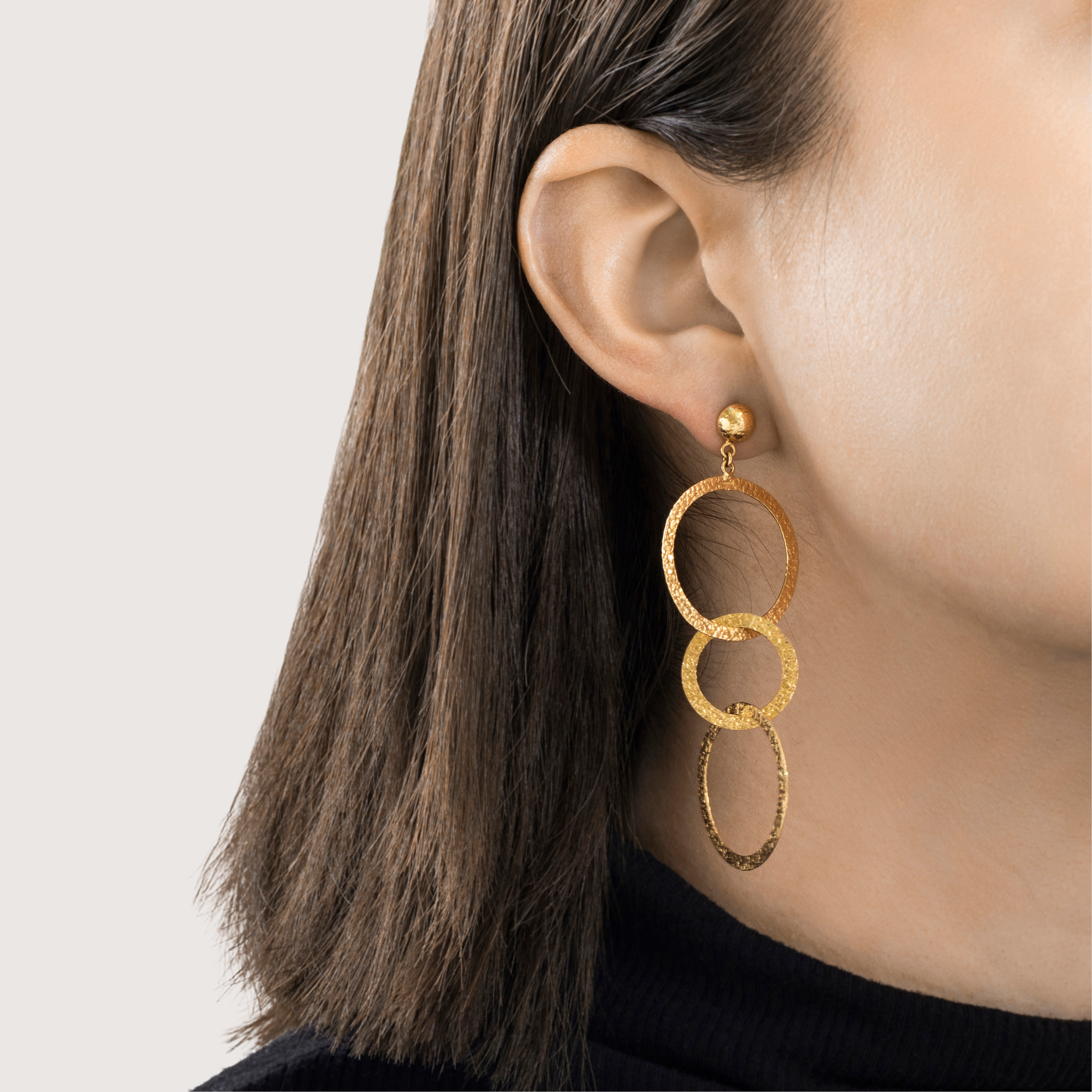Vintage Roberto Coin Italian 18k Yellow Gold Oversized Hammered Dangle Earrings、mySite、hinf8tx79
