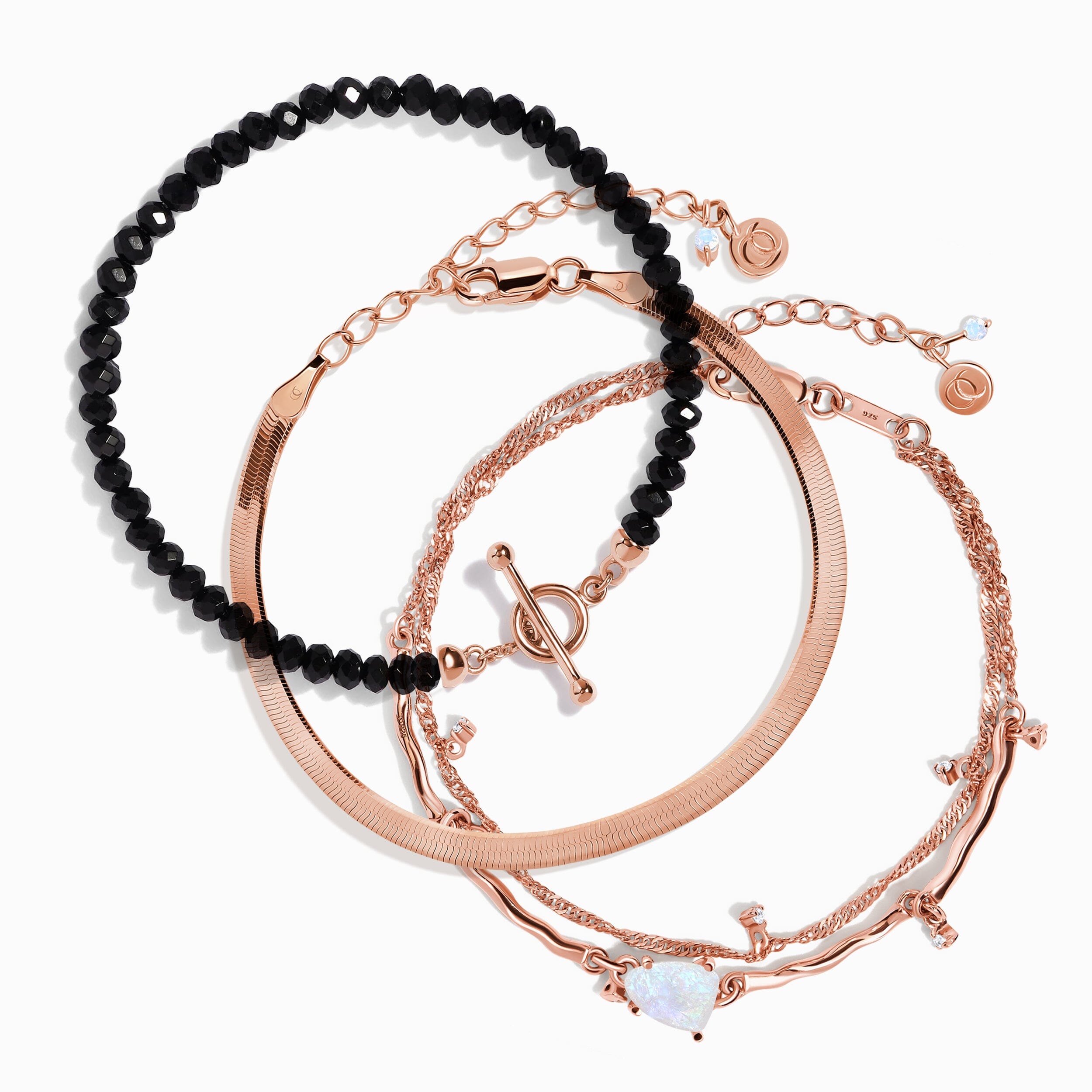 Black Obsidian & Moonstone Bracelet Stack - Deeply Connected、mySite、hinf8tx79