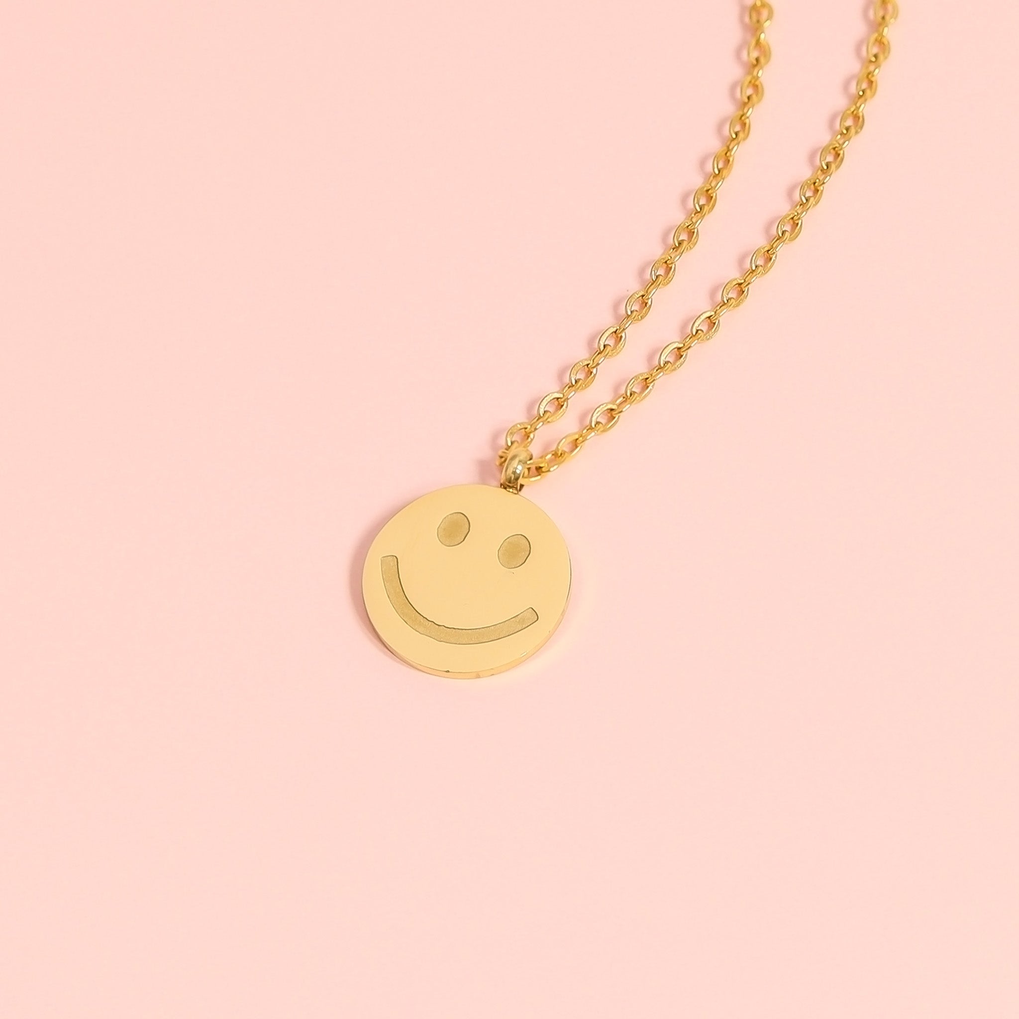 18K Gold PVD Stainless Steel Smiley Face Charm / PDL0201、mySite、dreamappss