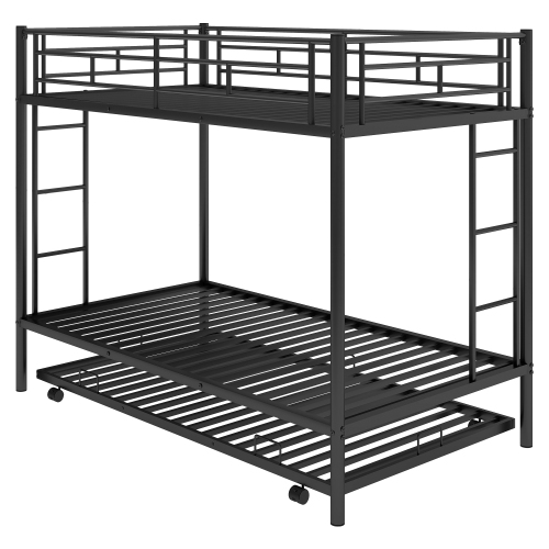 Twin over Twin Bunk Bed with Trundle, Black(OLD SKU:MF192387AAB)、、casual