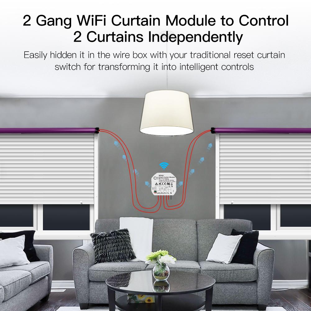 MOES WiFi Smart 2 Gang Double Curtain Blind Switch Module for Roller Shutter Electric Motor、mySite、fannypackpong