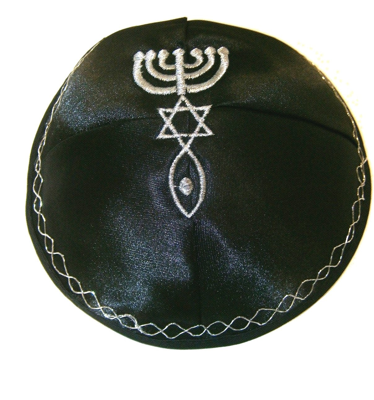  Holy Land Market Satin Kippah with Messianic Sign Embroidered、mySite、elrpsem3k