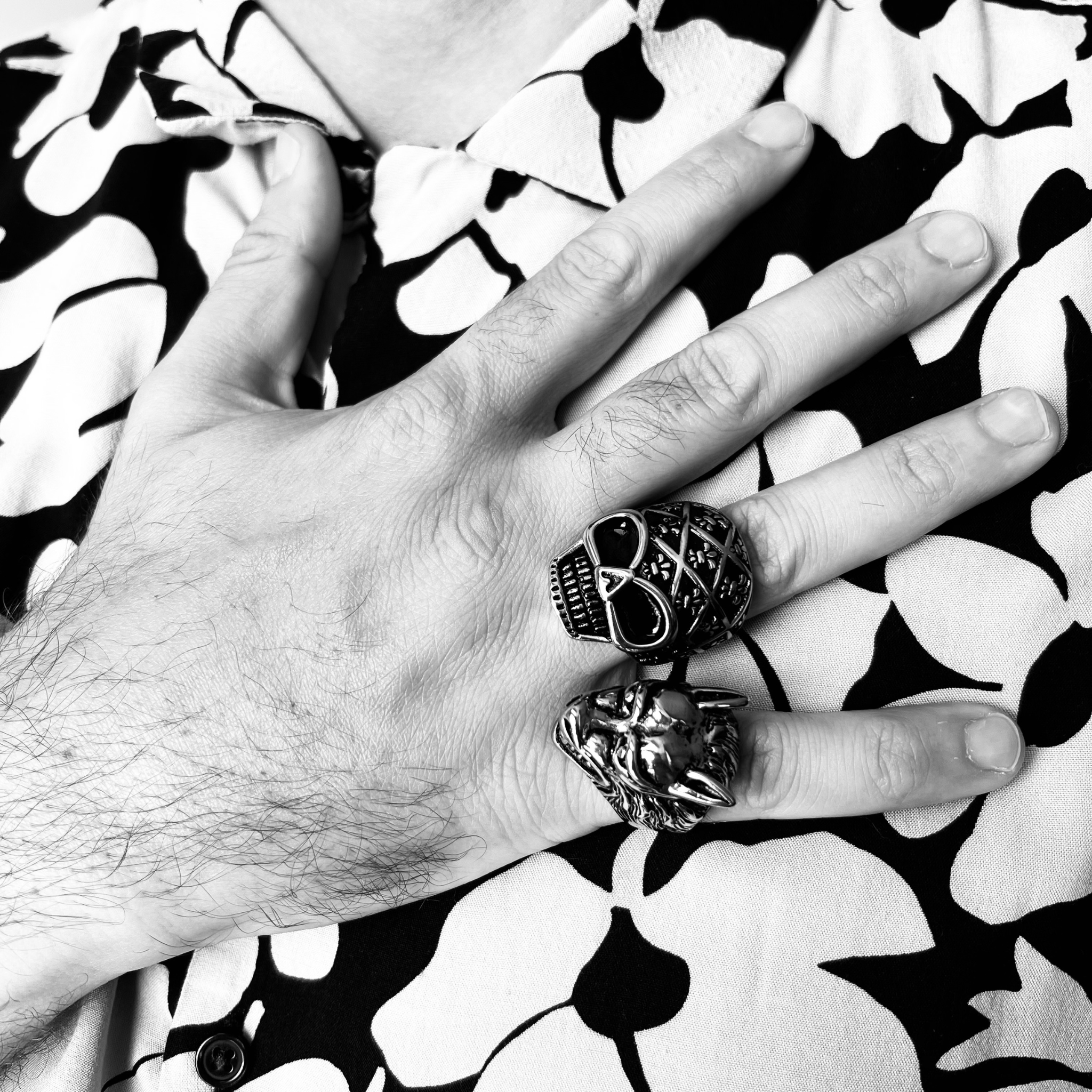 Stainless Steel Skull With Fleur De Lis Pattern Ring / SCR4023、mySite、dreamappss