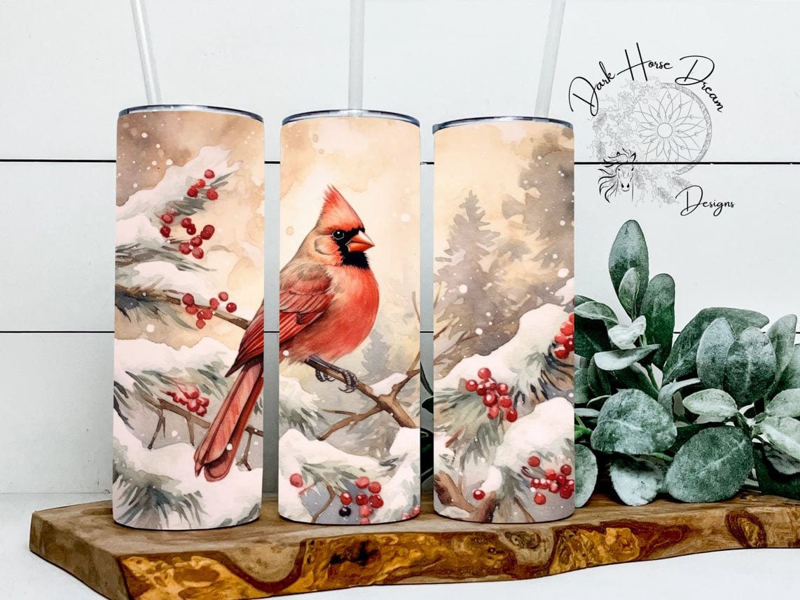 Rustic Vintage Winter Cardinal Skinny Tumbler、mySite、g9winljtr