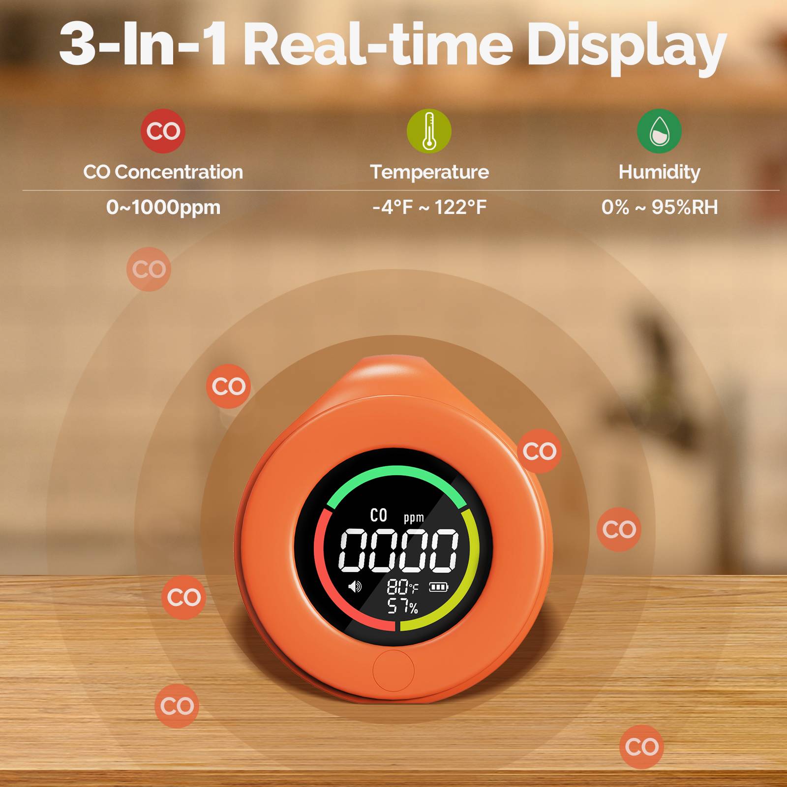 Mini Carbon Monoxide Detector Portable Temp/Humi/CO Meter、mySite、fannypackpong