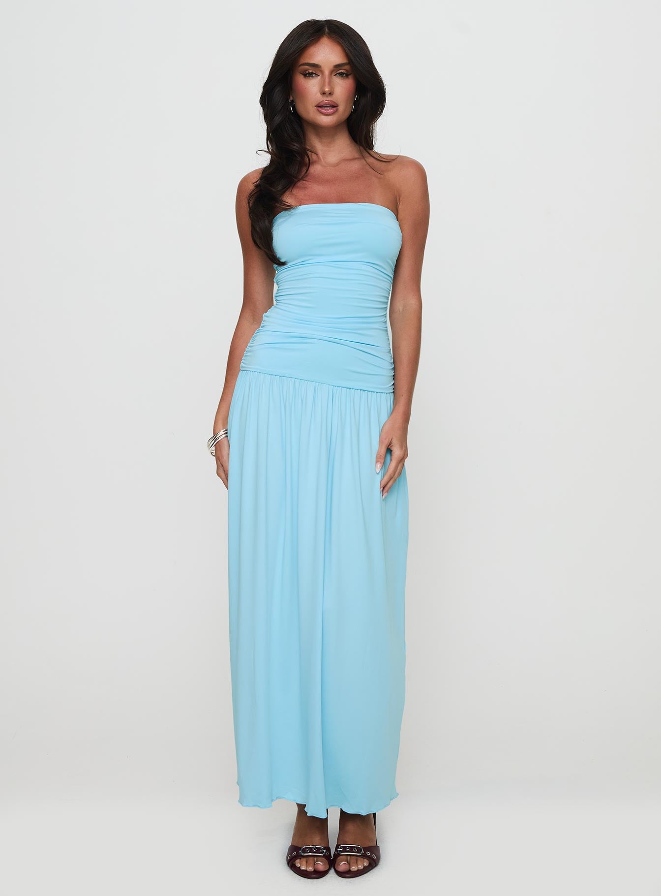 Glorie Strapless Maxi Dress Light Blue、mySite、solidvoid