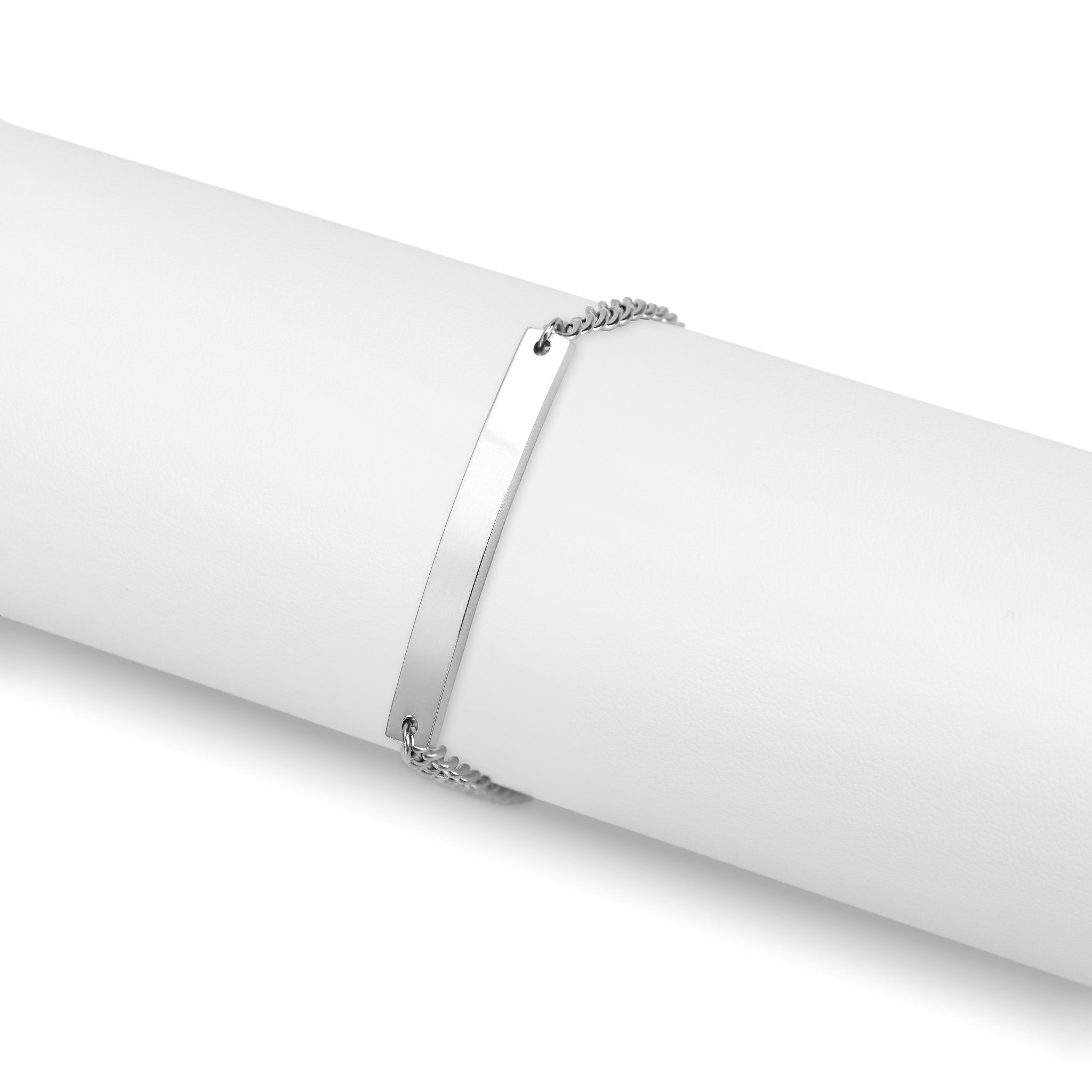 18K Gold PVD Stainless Steel Curved Blank Bar Curb Chain Bracelet / BRJ9080、mySite、dreamappss