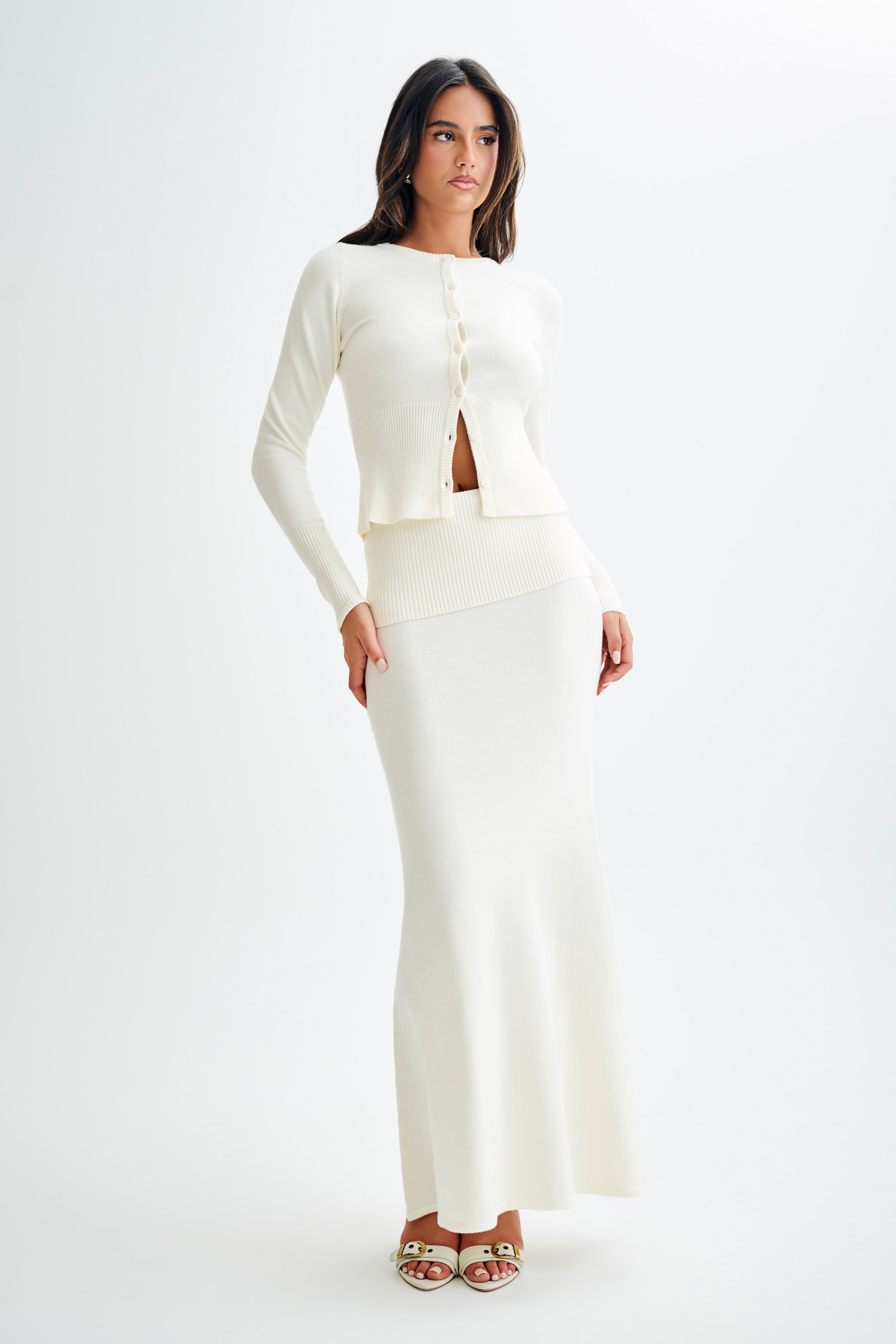 Reese Fitted Knit Cardigan - Ivory、mySite、solidvoid