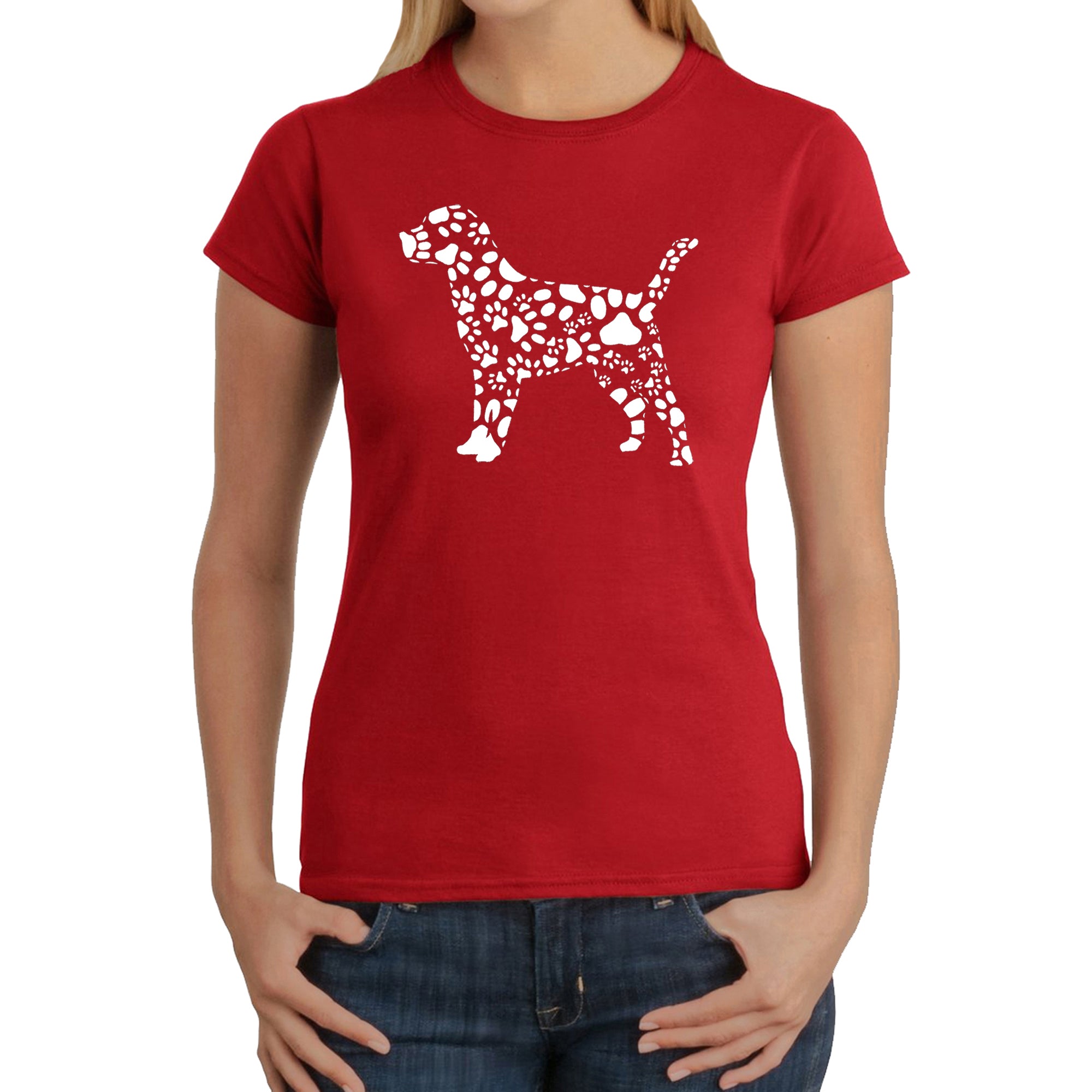 Dog Paw Prints - Women's Word Art T-Shirt、mySite、camillekostekn