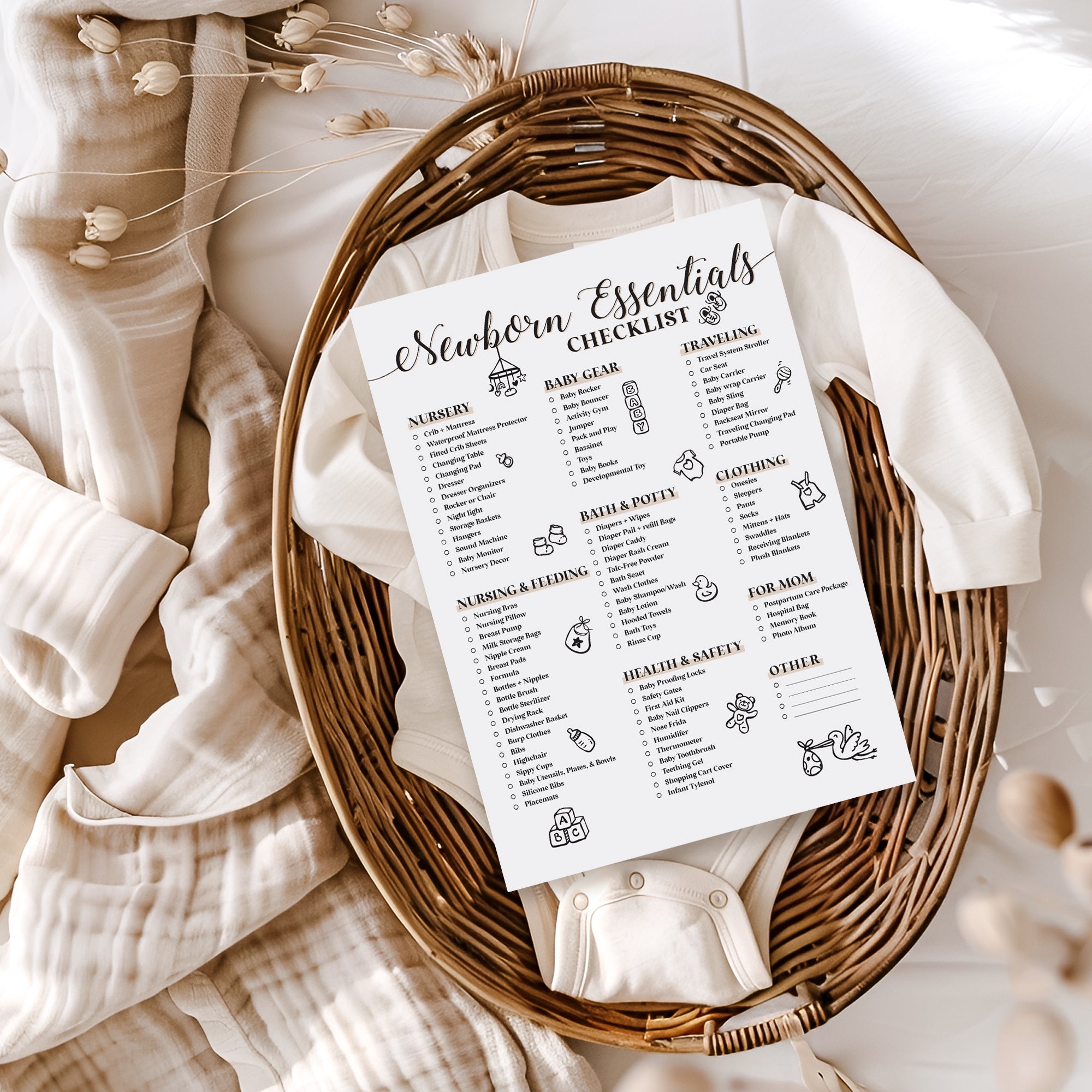  Newborn Essentials Checklist - Free Baby Shower Digital Download、mySite、layawaytickets