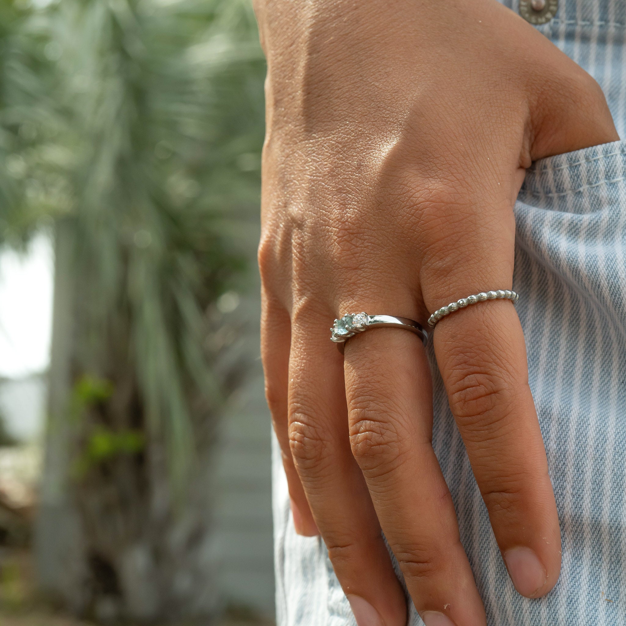 Stainless Steel Small CZ Accent Birthstone Ring / KSR0001、mySite、dreamappss