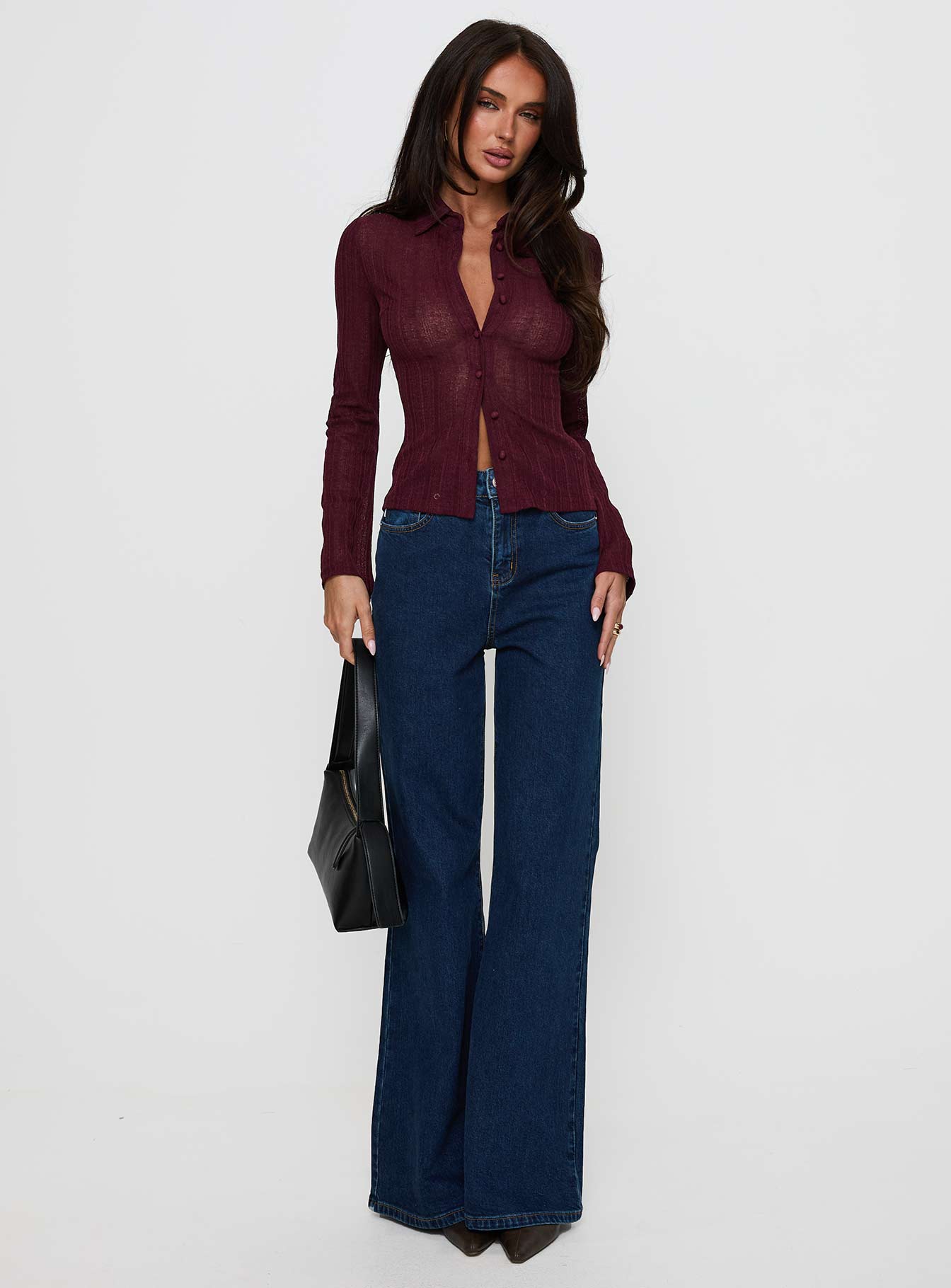 When You Sleep Long Sleeve Top Wine、mySite、solidvoid