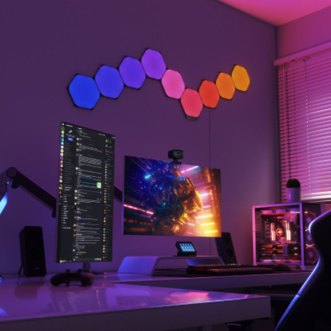 Nanoleaf Hexágonos Kit Inicial com 9 painéis em Preto、mySite、fannypackpong