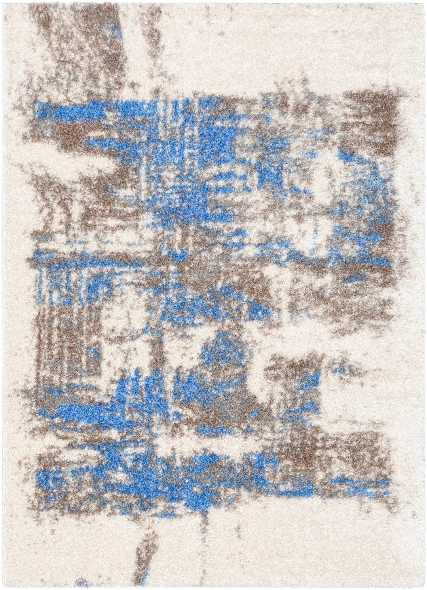 Sariah Modern Abstract Ivory Blue Shag Rug、mySite、gigharbornorthrealestate