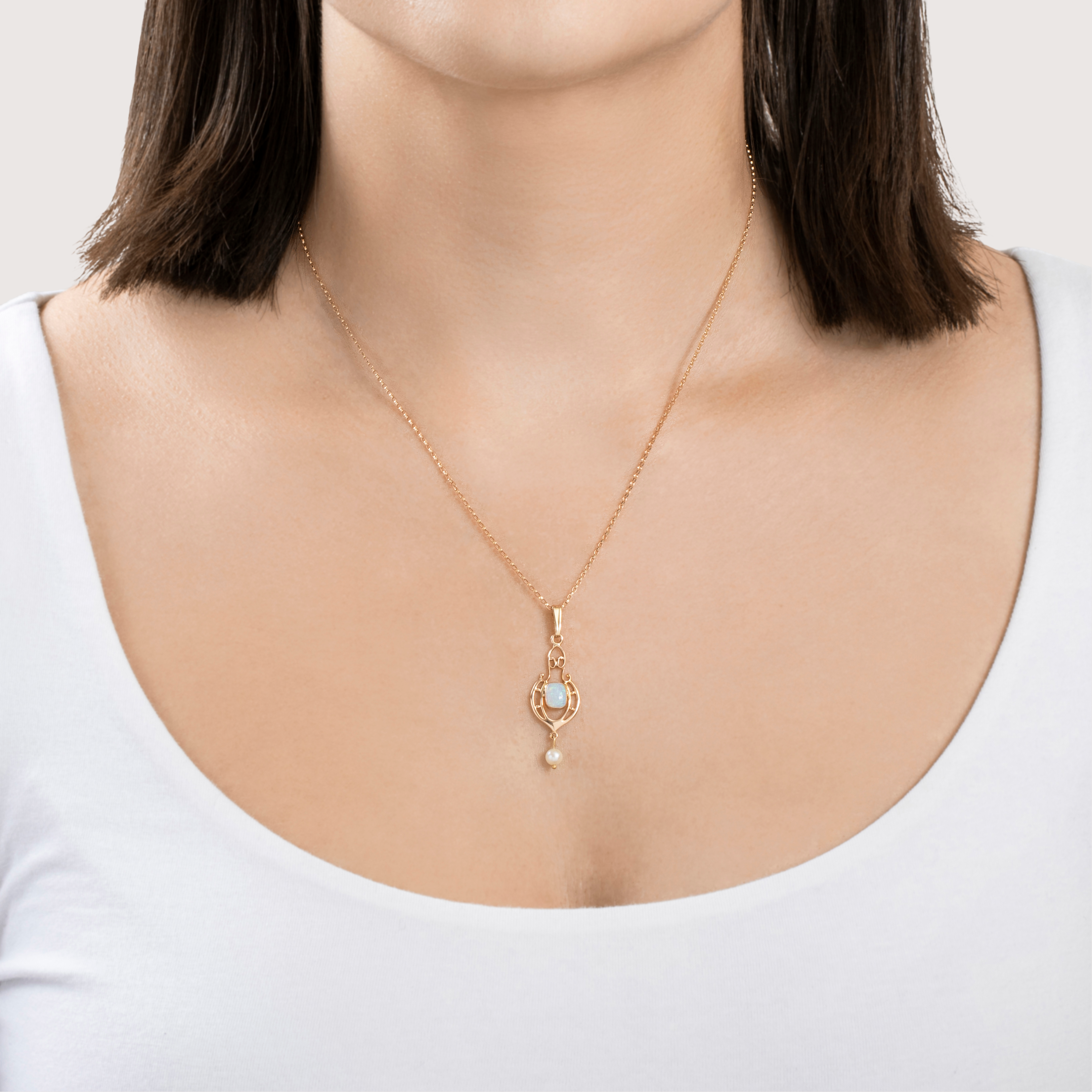 Antique 10k Yellow Gold Opal Pearl Lustrous Dangle Pendant、mySite、hinf8tx79