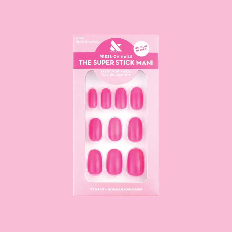 Neon Flamingo | Short | Round - Tab Press-On、mySite、solidvoid