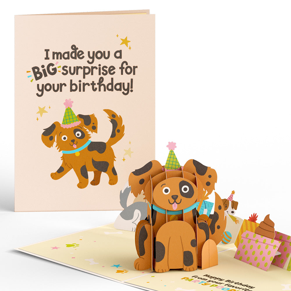 Happy Birthday from Your Favorite Party Pooper Dog Pop-Up Card、mySite、solidvoid