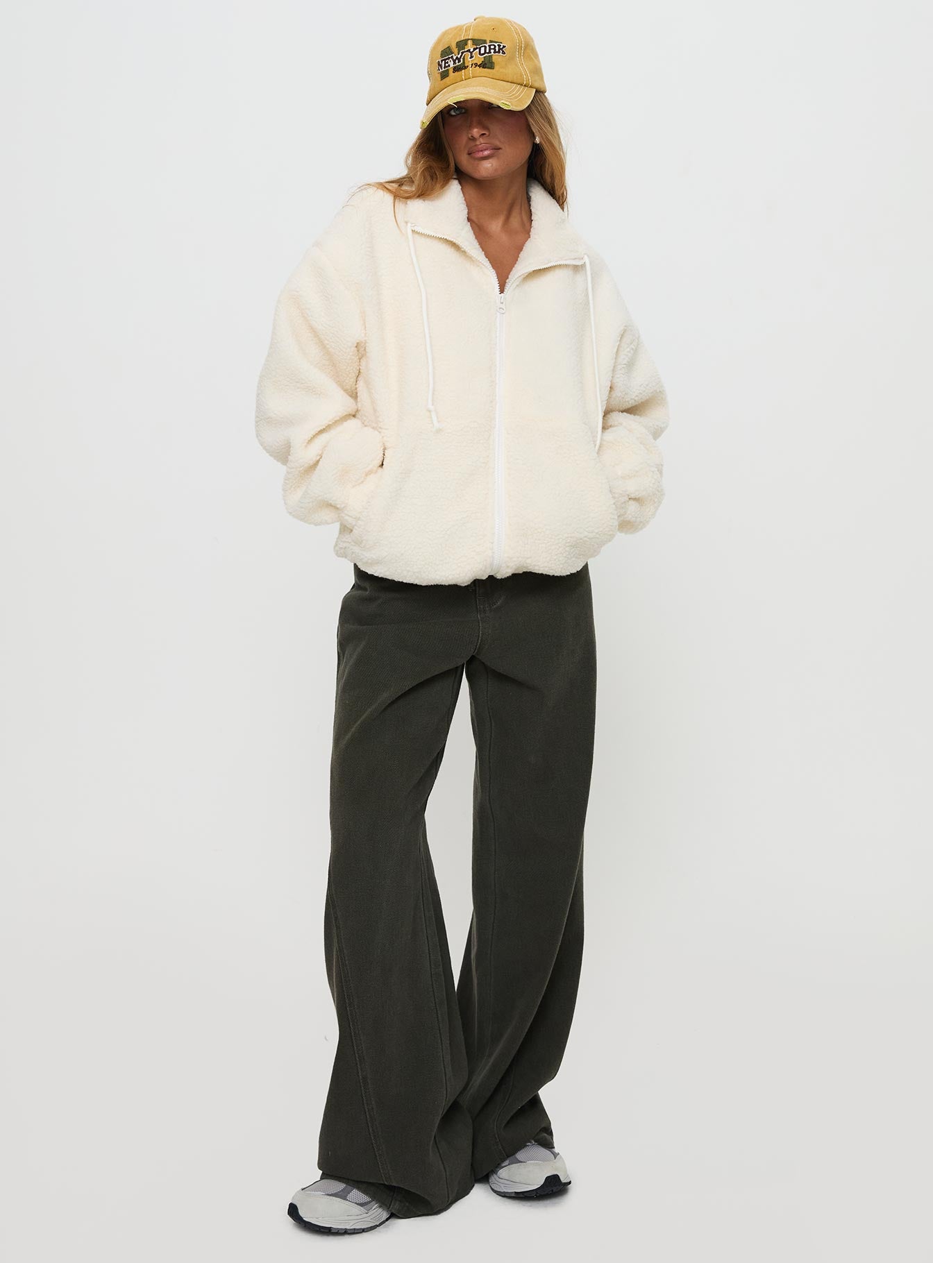 Say My Name Polar Fleece Zip Up Jacket Cream、mySite、solidvoid