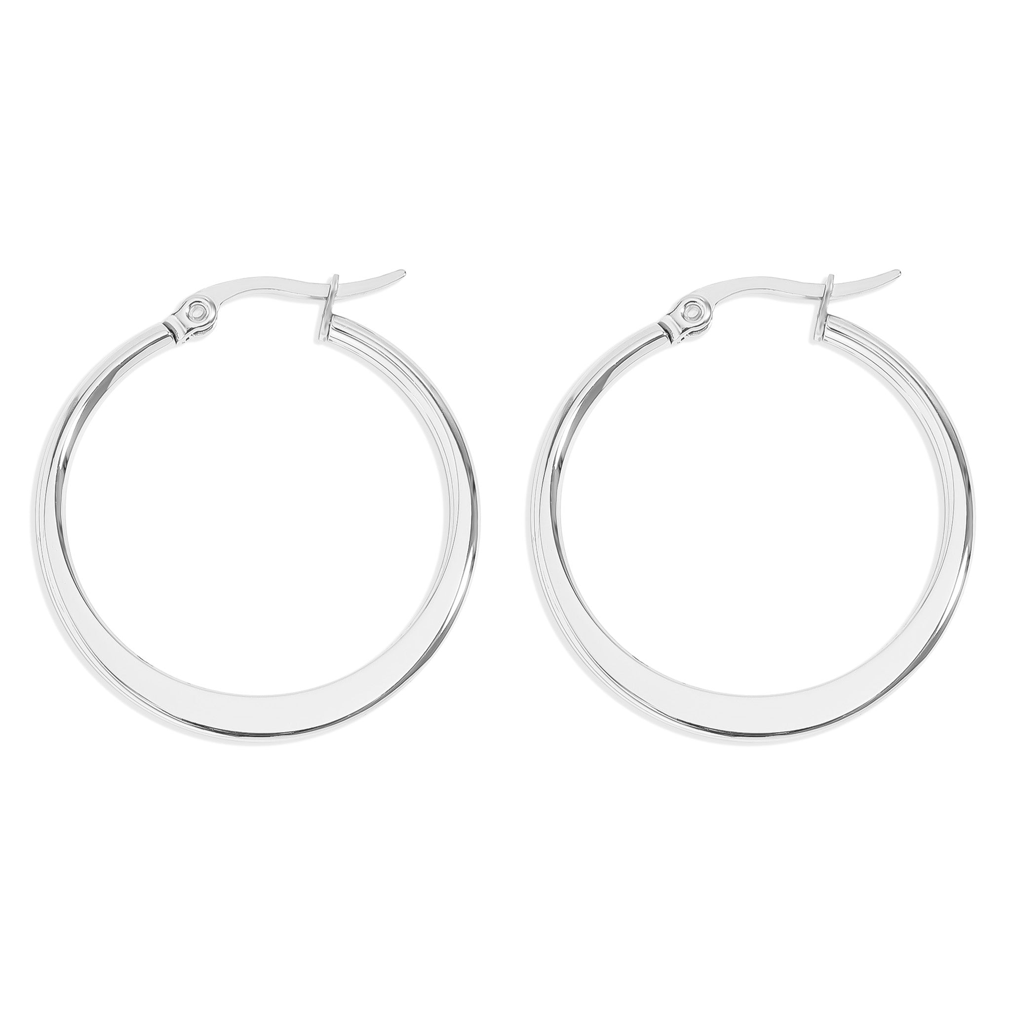 Stainless Steel Flat Oval Tube Hoop Earrings / ERJ2132、mySite、dreamappss