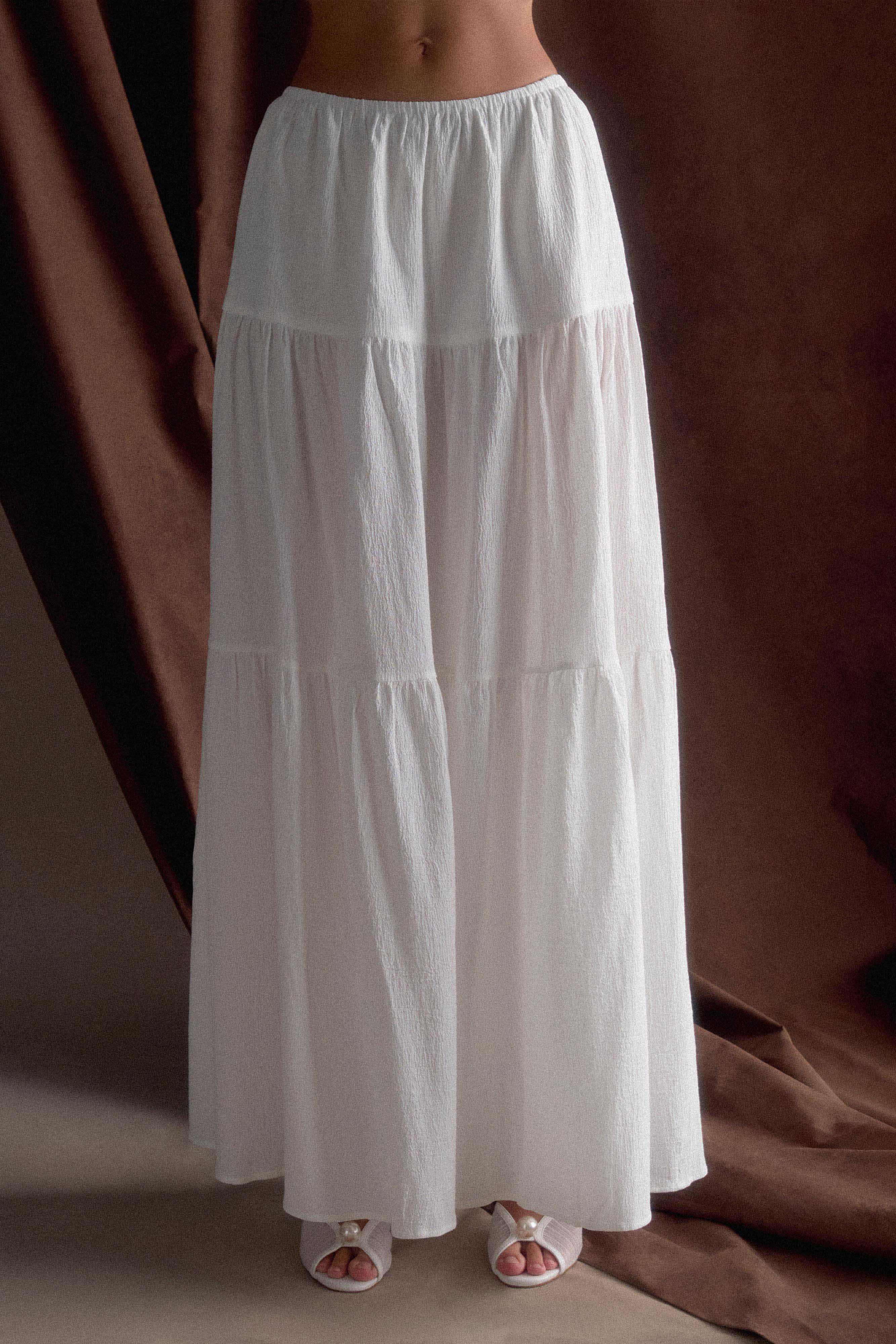 Jacinda Cotton Maxi Skirt - White、mySite、solidvoid