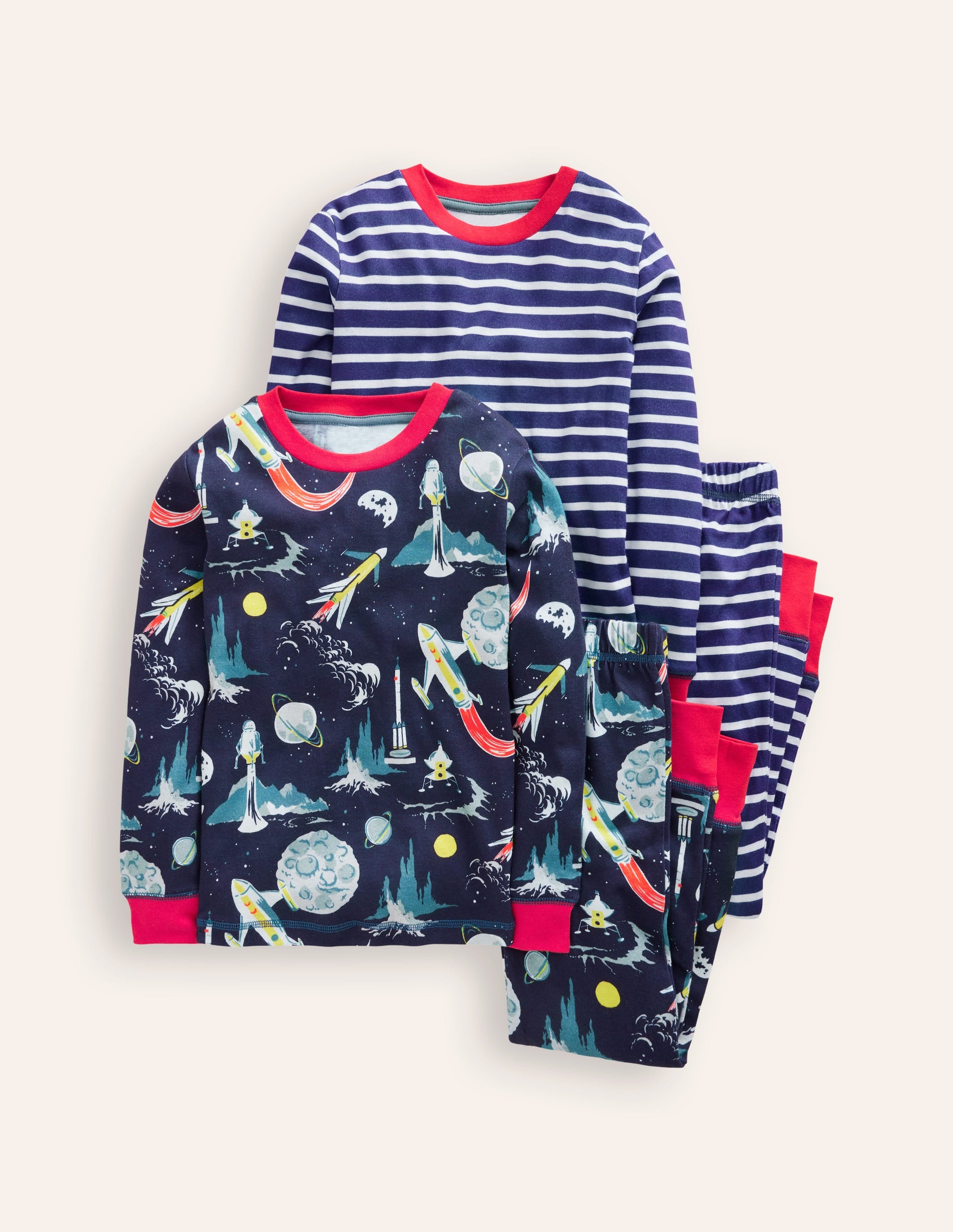  Snug Twin Pack Pyjamas-Grey Space and Navy Stripe、mySite、ashleygrahame
