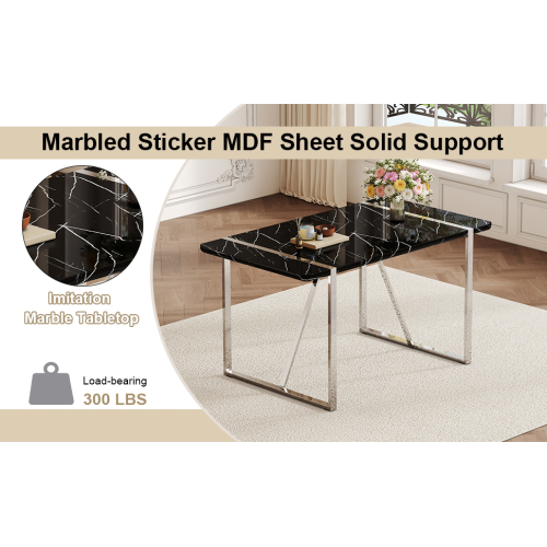 Rustic Industrial Rectangular Wood Dining Table For 4-6 Person, With 1.5" Thick Engineered Wood color Tabletop and Black Metal Legs,Desk For Kitchen Dining Living Room, 55.1" x 31.4"x 29.9"1529W115172、、casual