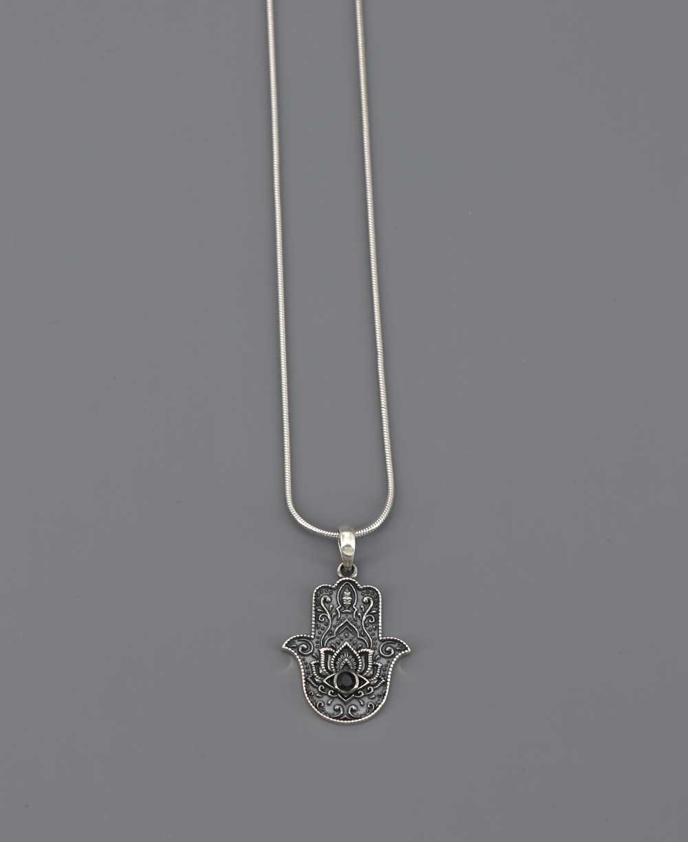 Sterling Silver Divine Protection Hamsa Hand Necklace、mySite、topwebapps