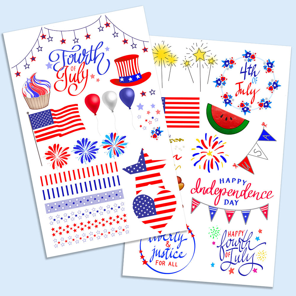 FREE Fourth of July Digital Stickers、mySite、garagedoors4me