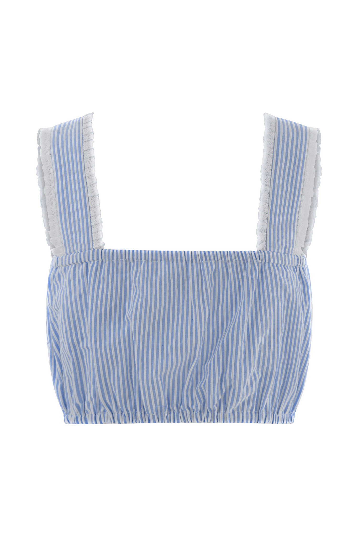 Gretel Sleeveless Crop Top - Blue Pinstripe、mySite、solidvoid