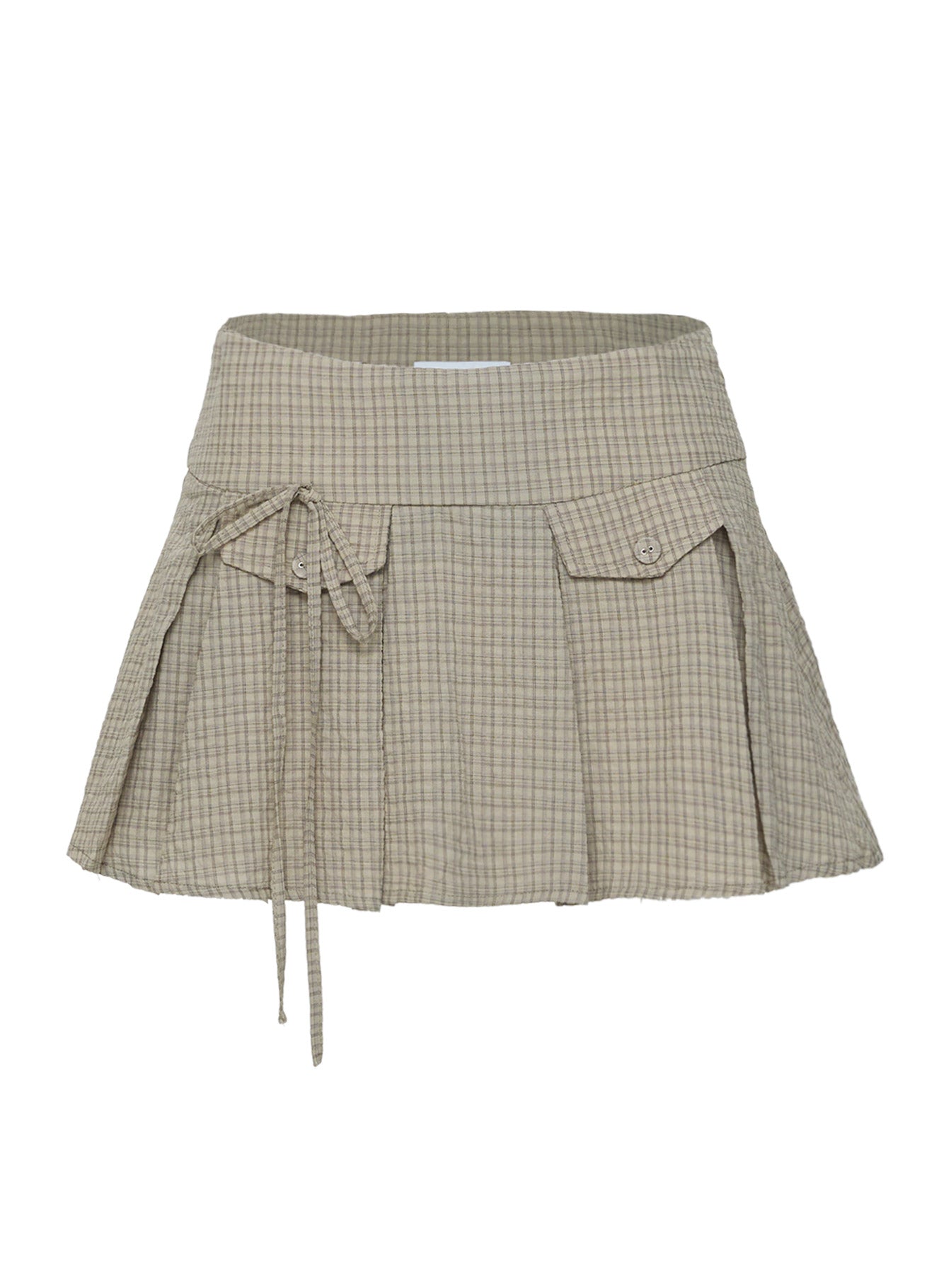 Hariette Pleat Mini Skirt Brown Plaid、mySite、solidvoid