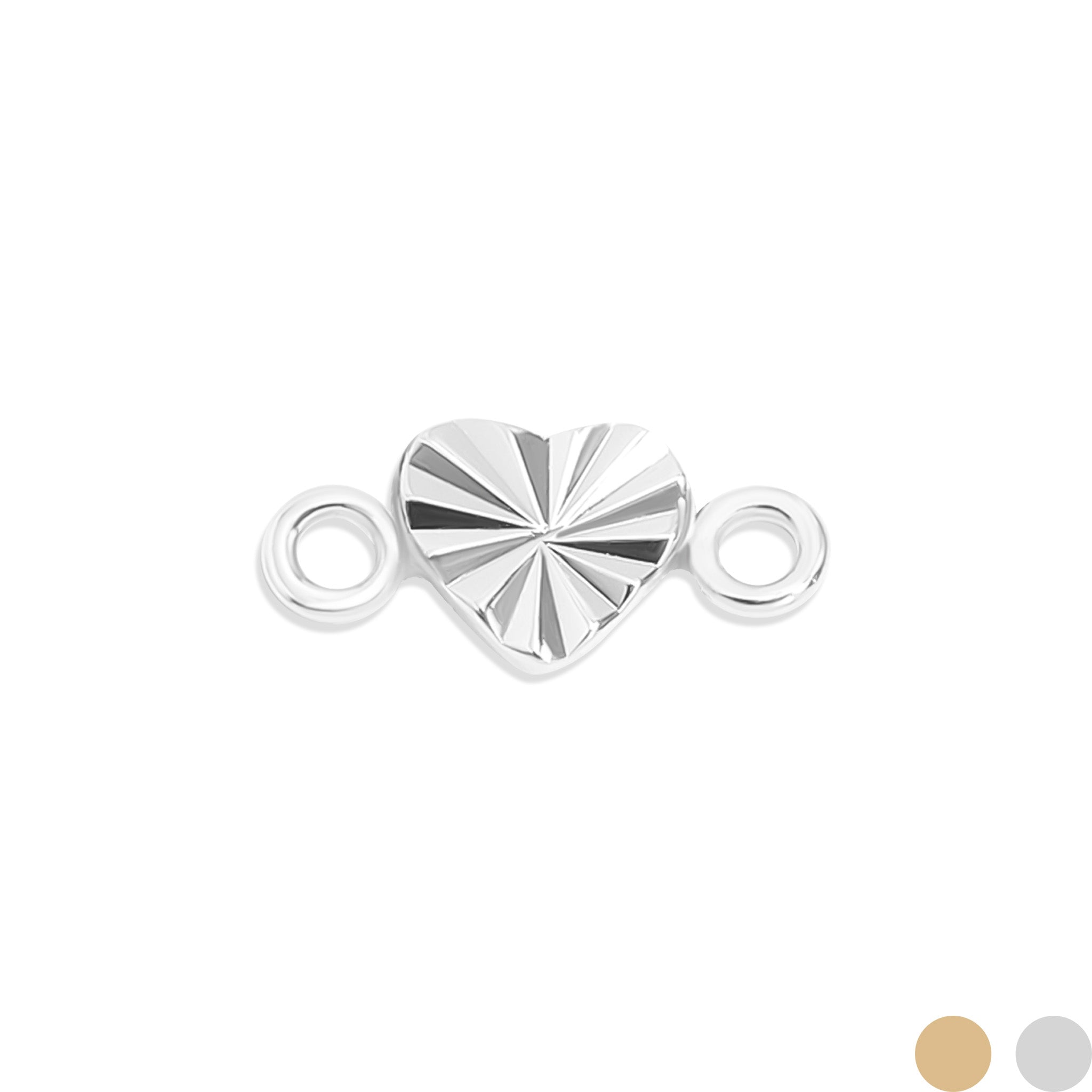 .925 Sterling Silver Sunburst Heart Connector Charm for Permanent Jewelry / PMJ1020、mySite、dreamappss