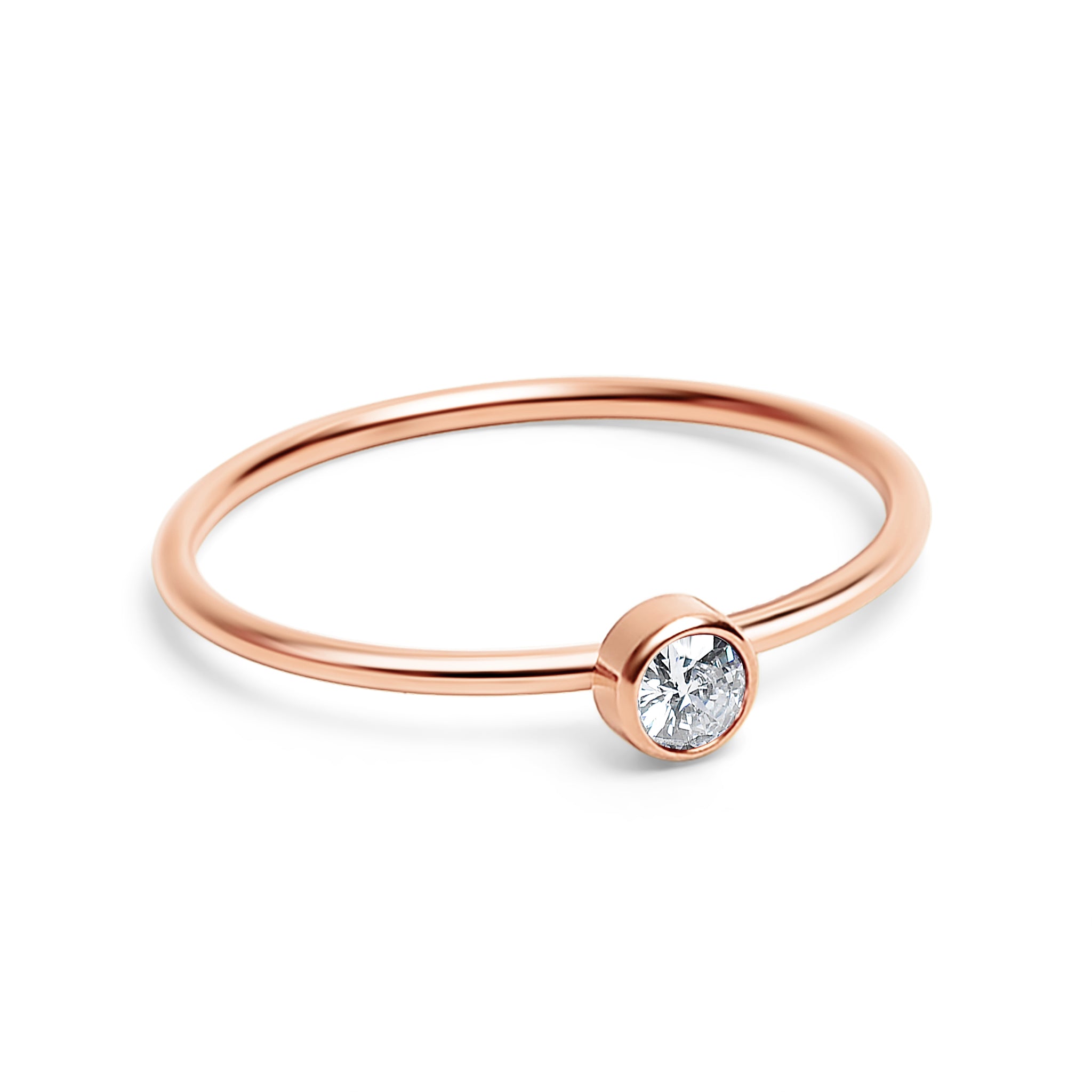 18k Rose Gold PVD Coated Stainless Steel Birthstone Stacking Ring / ZRJ1002、mySite、dreamappss